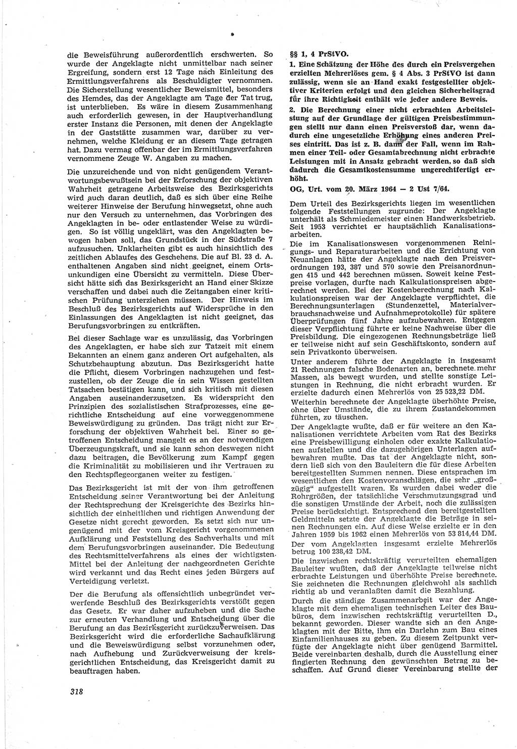 Neue Justiz (NJ), Zeitschrift für Recht und Rechtswissenschaft [Deutsche Demokratische Republik (DDR)], 18. Jahrgang 1964, Seite 318 (NJ DDR 1964, S. 318)