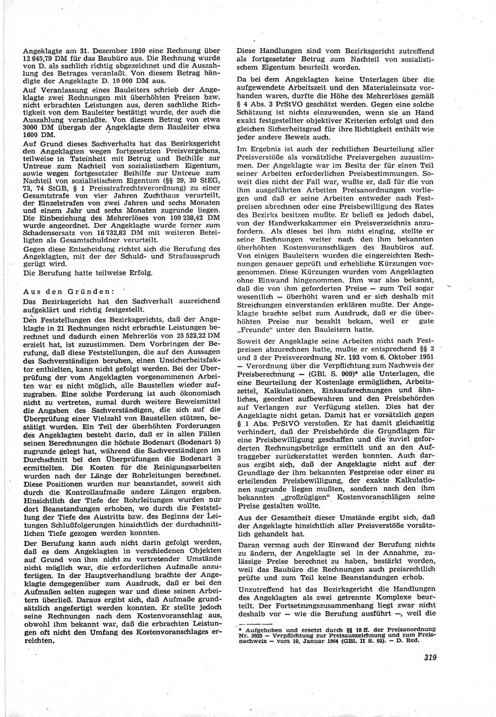 Neue Justiz (NJ), Zeitschrift für Recht und Rechtswissenschaft [Deutsche Demokratische Republik (DDR)], 18. Jahrgang 1964, Seite 319 (NJ DDR 1964, S. 319)