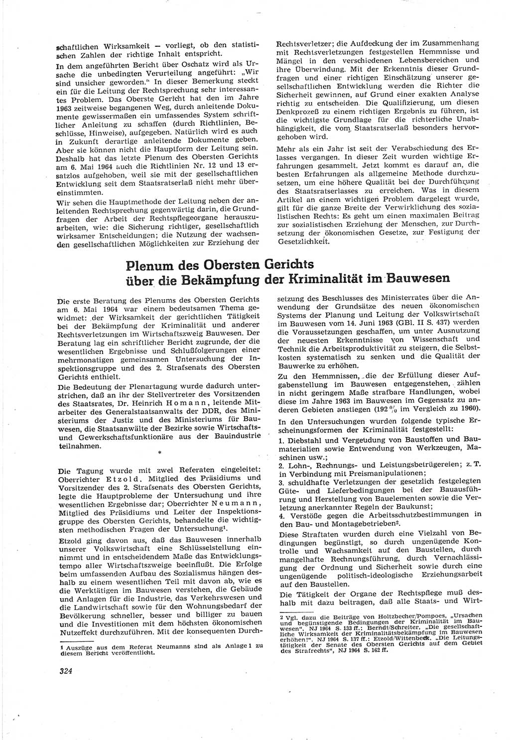 Neue Justiz (NJ), Zeitschrift für Recht und Rechtswissenschaft [Deutsche Demokratische Republik (DDR)], 18. Jahrgang 1964, Seite 324 (NJ DDR 1964, S. 324)