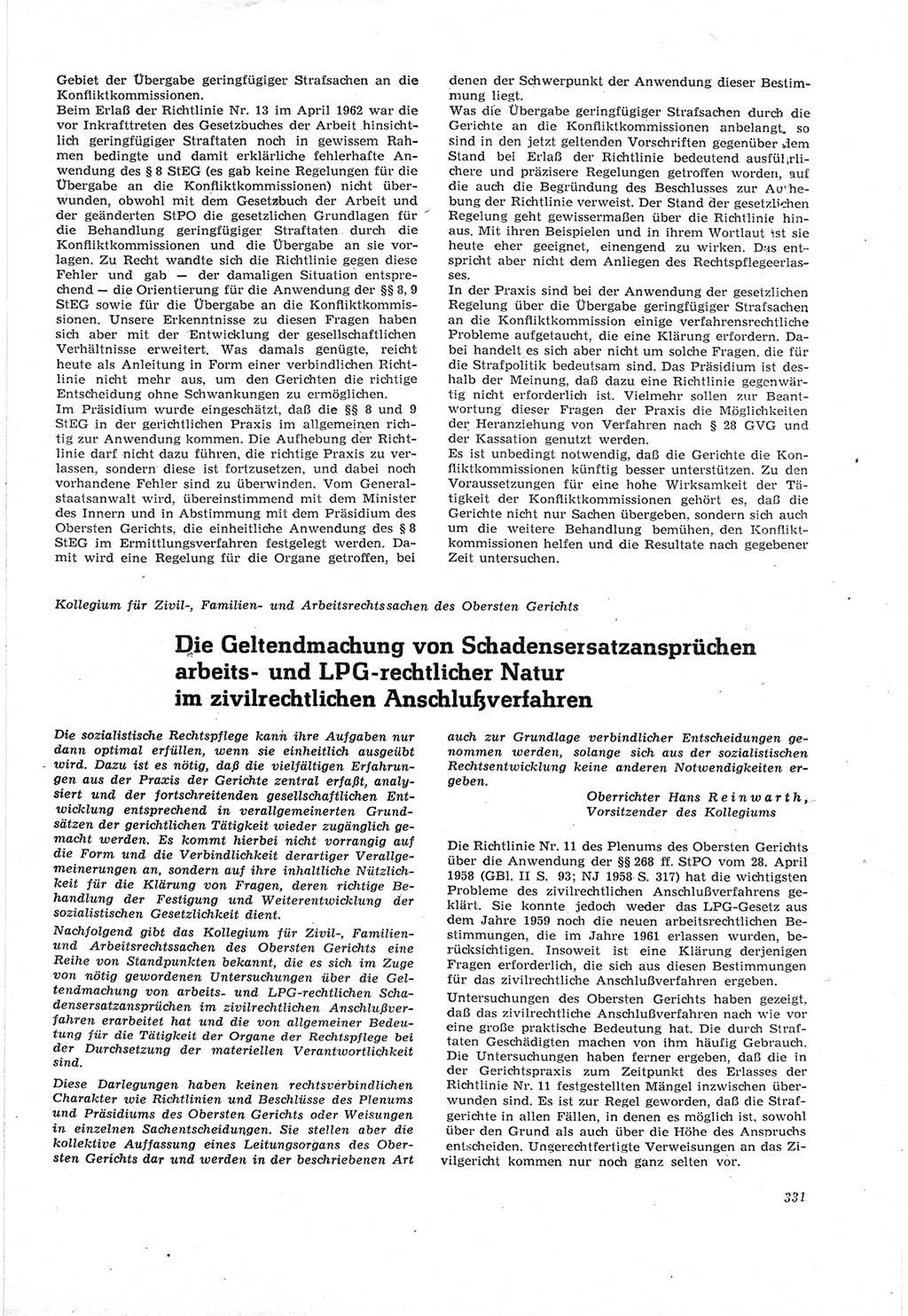 Neue Justiz (NJ), Zeitschrift für Recht und Rechtswissenschaft [Deutsche Demokratische Republik (DDR)], 18. Jahrgang 1964, Seite 331 (NJ DDR 1964, S. 331)