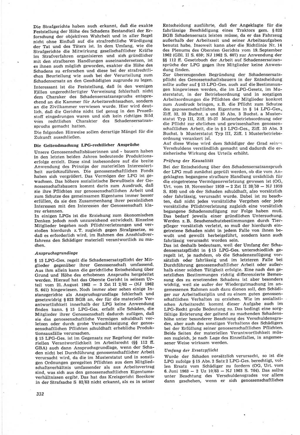 Neue Justiz (NJ), Zeitschrift für Recht und Rechtswissenschaft [Deutsche Demokratische Republik (DDR)], 18. Jahrgang 1964, Seite 332 (NJ DDR 1964, S. 332)