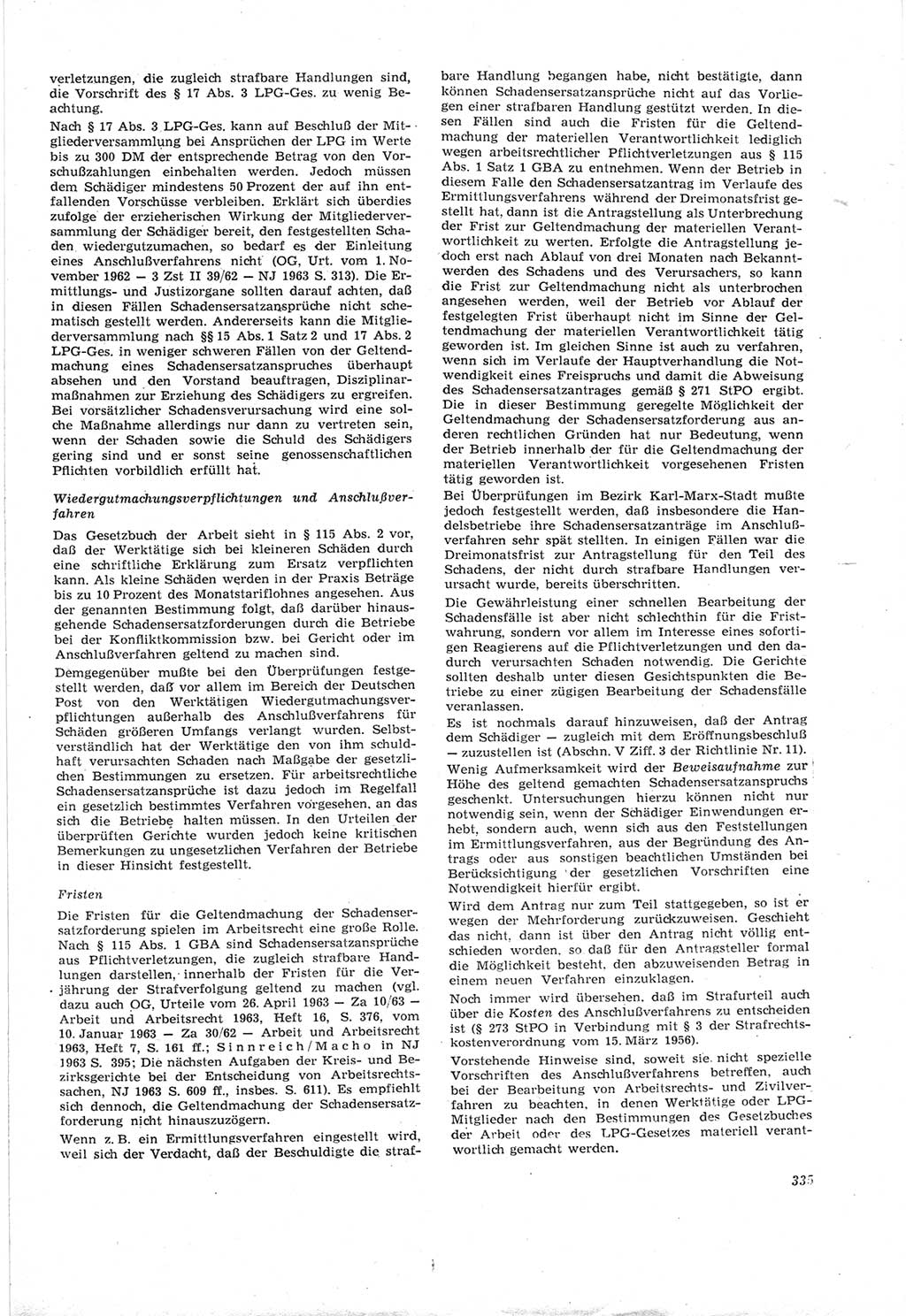 Neue Justiz (NJ), Zeitschrift für Recht und Rechtswissenschaft [Deutsche Demokratische Republik (DDR)], 18. Jahrgang 1964, Seite 335 (NJ DDR 1964, S. 335)
