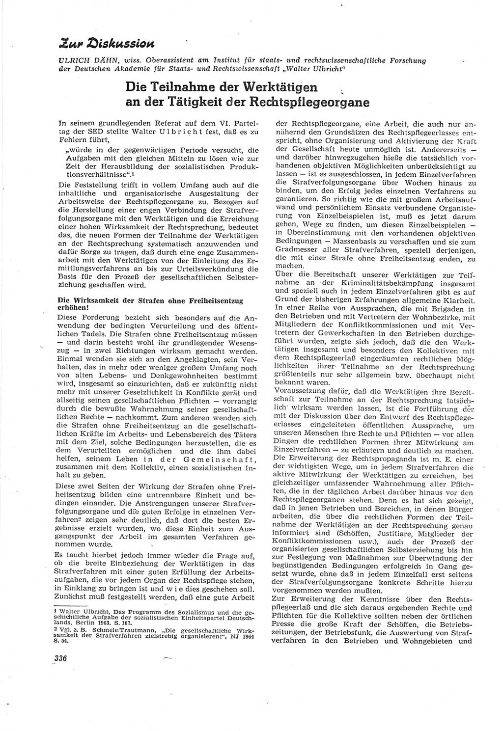 Neue Justiz (NJ), Zeitschrift für Recht und Rechtswissenschaft [Deutsche Demokratische Republik (DDR)], 18. Jahrgang 1964, Seite 336 (NJ DDR 1964, S. 336)