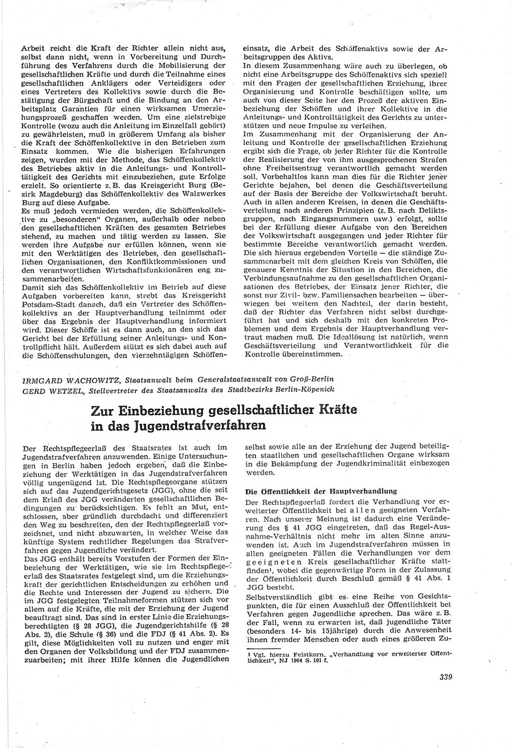 Neue Justiz (NJ), Zeitschrift für Recht und Rechtswissenschaft [Deutsche Demokratische Republik (DDR)], 18. Jahrgang 1964, Seite 339 (NJ DDR 1964, S. 339)