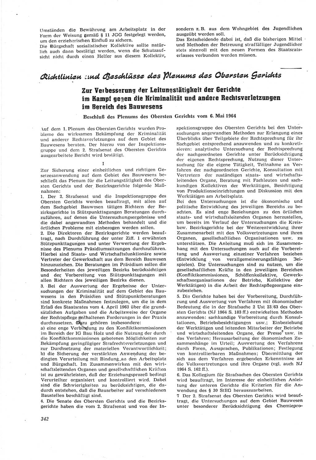 Neue Justiz (NJ), Zeitschrift für Recht und Rechtswissenschaft [Deutsche Demokratische Republik (DDR)], 18. Jahrgang 1964, Seite 342 (NJ DDR 1964, S. 342)