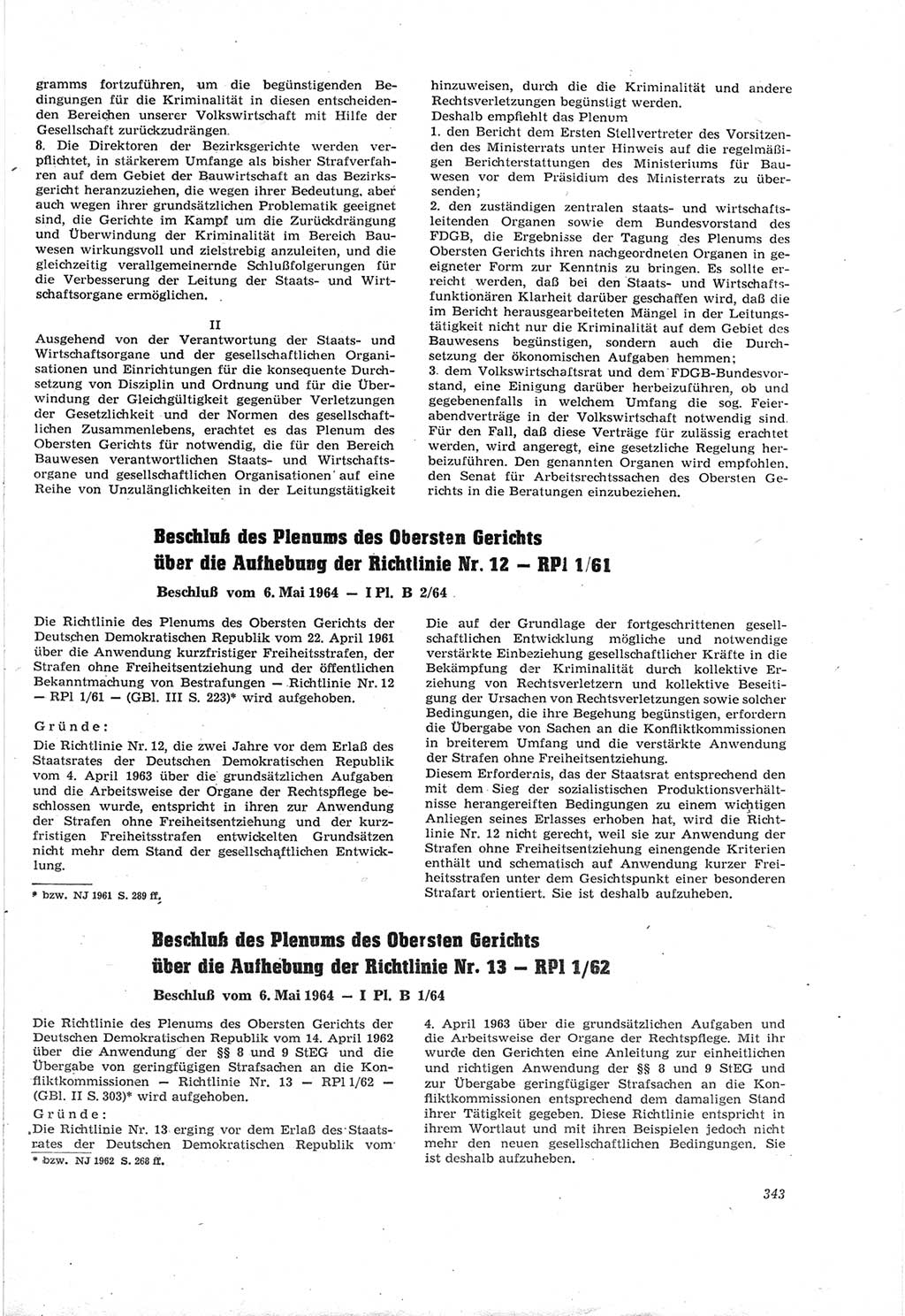 Neue Justiz (NJ), Zeitschrift für Recht und Rechtswissenschaft [Deutsche Demokratische Republik (DDR)], 18. Jahrgang 1964, Seite 343 (NJ DDR 1964, S. 343)