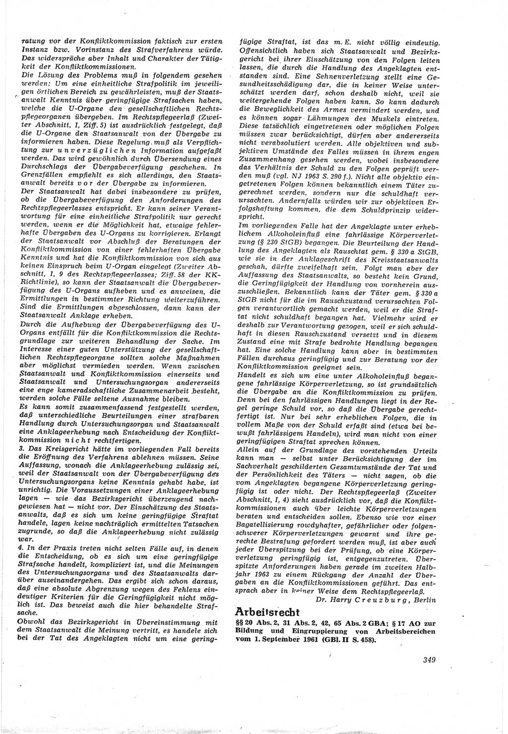 Neue Justiz (NJ), Zeitschrift für Recht und Rechtswissenschaft [Deutsche Demokratische Republik (DDR)], 18. Jahrgang 1964, Seite 349 (NJ DDR 1964, S. 349)