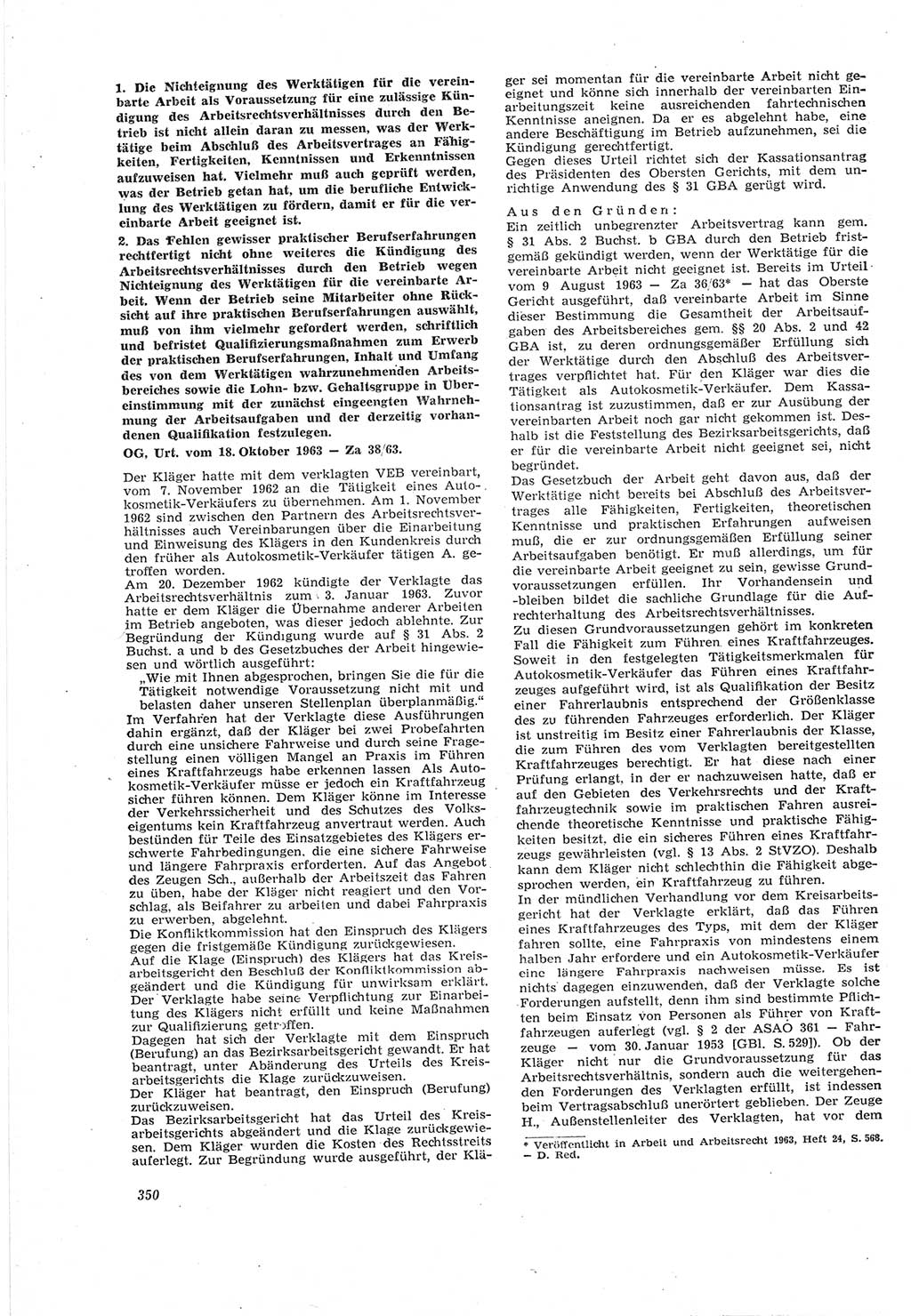 Neue Justiz (NJ), Zeitschrift für Recht und Rechtswissenschaft [Deutsche Demokratische Republik (DDR)], 18. Jahrgang 1964, Seite 350 (NJ DDR 1964, S. 350)