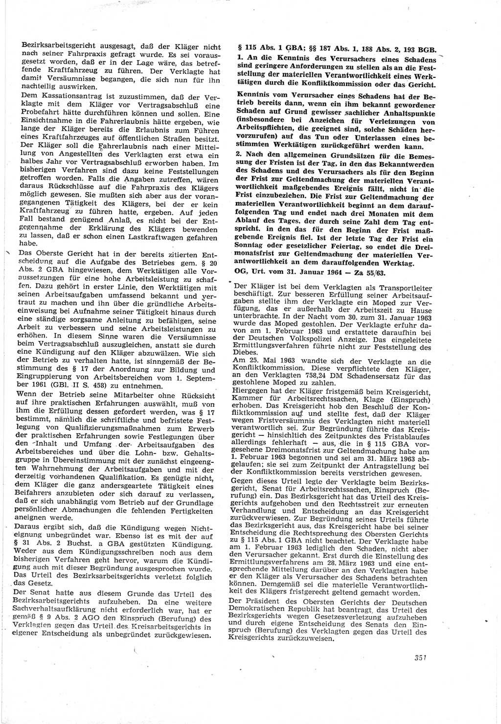Neue Justiz (NJ), Zeitschrift für Recht und Rechtswissenschaft [Deutsche Demokratische Republik (DDR)], 18. Jahrgang 1964, Seite 351 (NJ DDR 1964, S. 351)