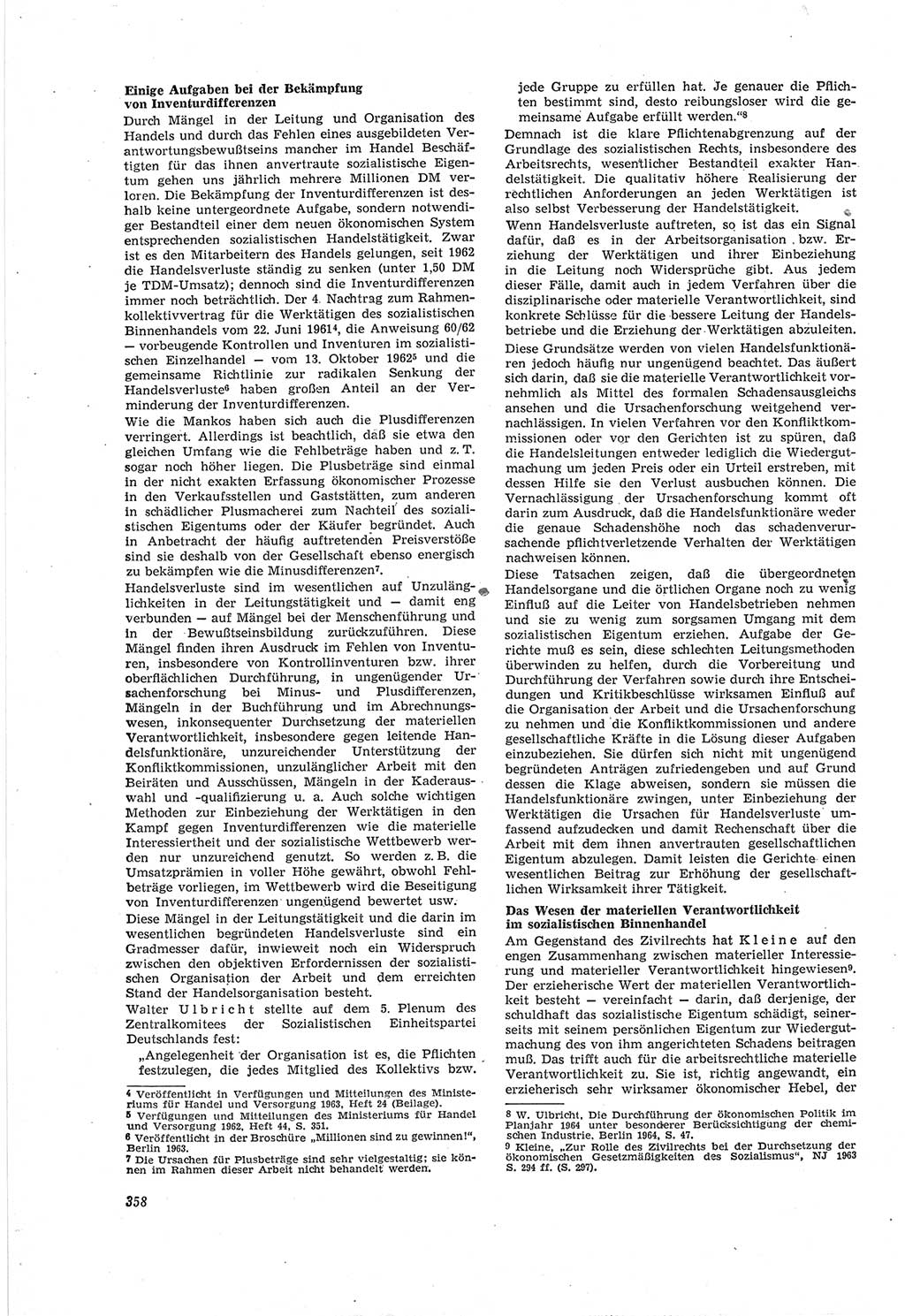 Neue Justiz (NJ), Zeitschrift für Recht und Rechtswissenschaft [Deutsche Demokratische Republik (DDR)], 18. Jahrgang 1964, Seite 358 (NJ DDR 1964, S. 358)