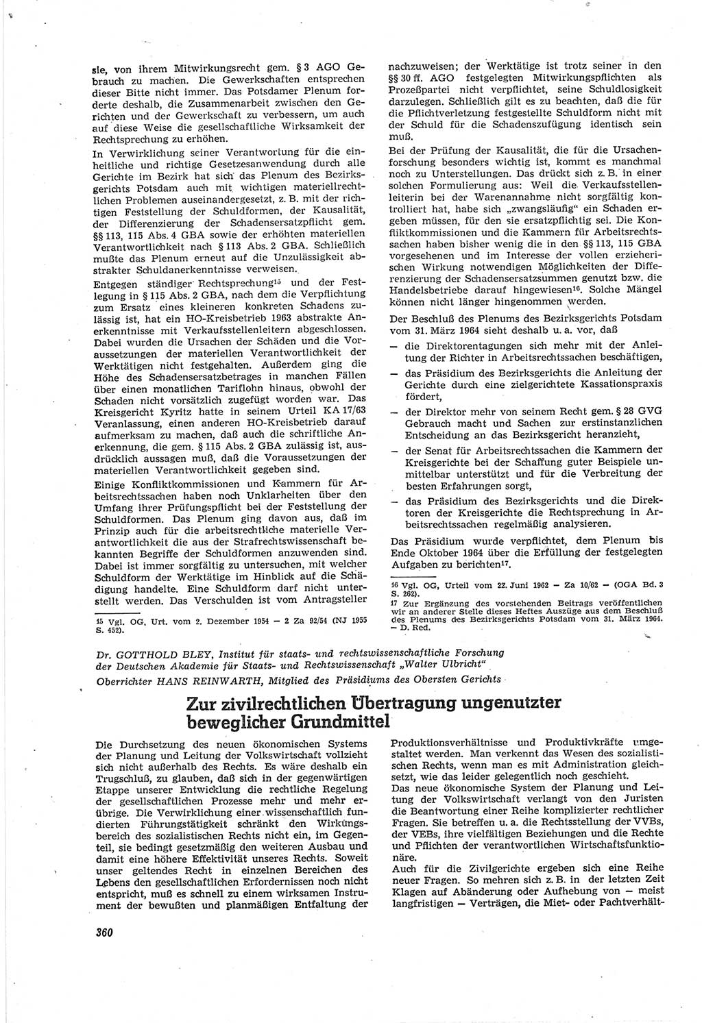 Neue Justiz (NJ), Zeitschrift für Recht und Rechtswissenschaft [Deutsche Demokratische Republik (DDR)], 18. Jahrgang 1964, Seite 360 (NJ DDR 1964, S. 360)