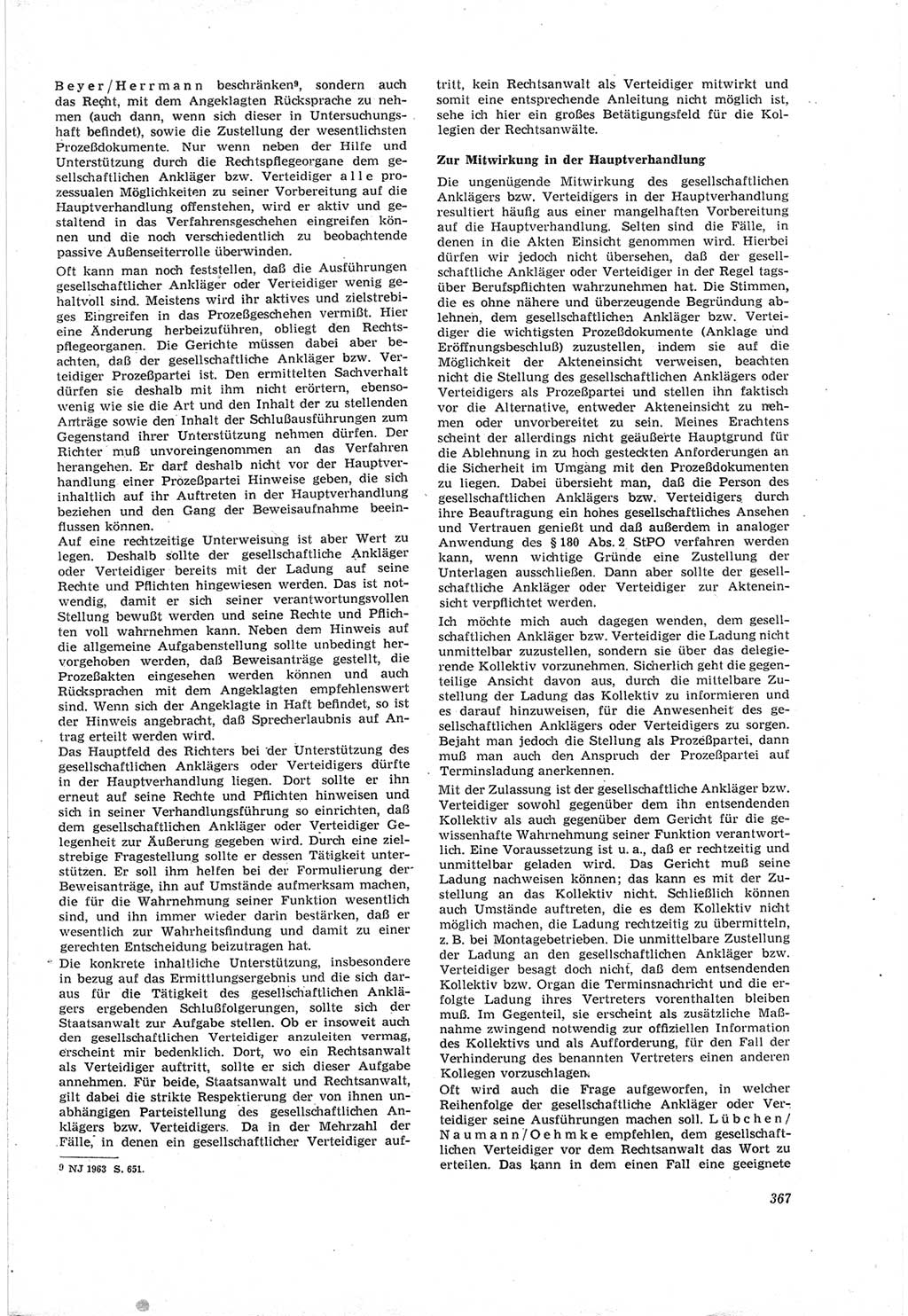 Neue Justiz (NJ), Zeitschrift für Recht und Rechtswissenschaft [Deutsche Demokratische Republik (DDR)], 18. Jahrgang 1964, Seite 367 (NJ DDR 1964, S. 367)
