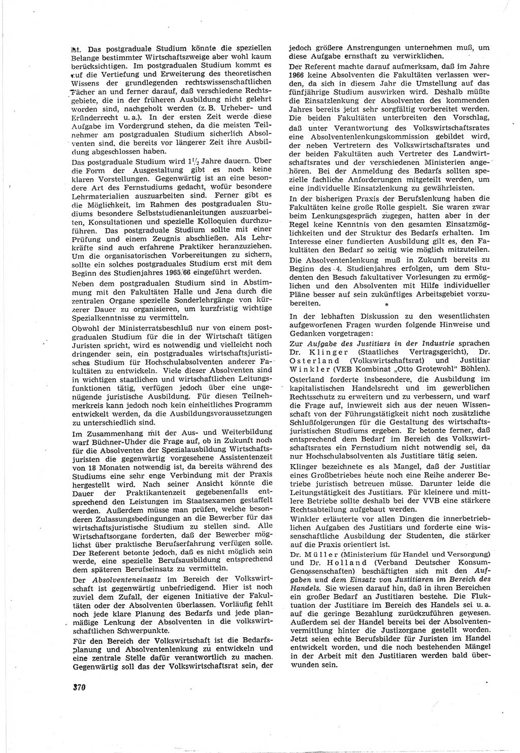 Neue Justiz (NJ), Zeitschrift für Recht und Rechtswissenschaft [Deutsche Demokratische Republik (DDR)], 18. Jahrgang 1964, Seite 370 (NJ DDR 1964, S. 370)
