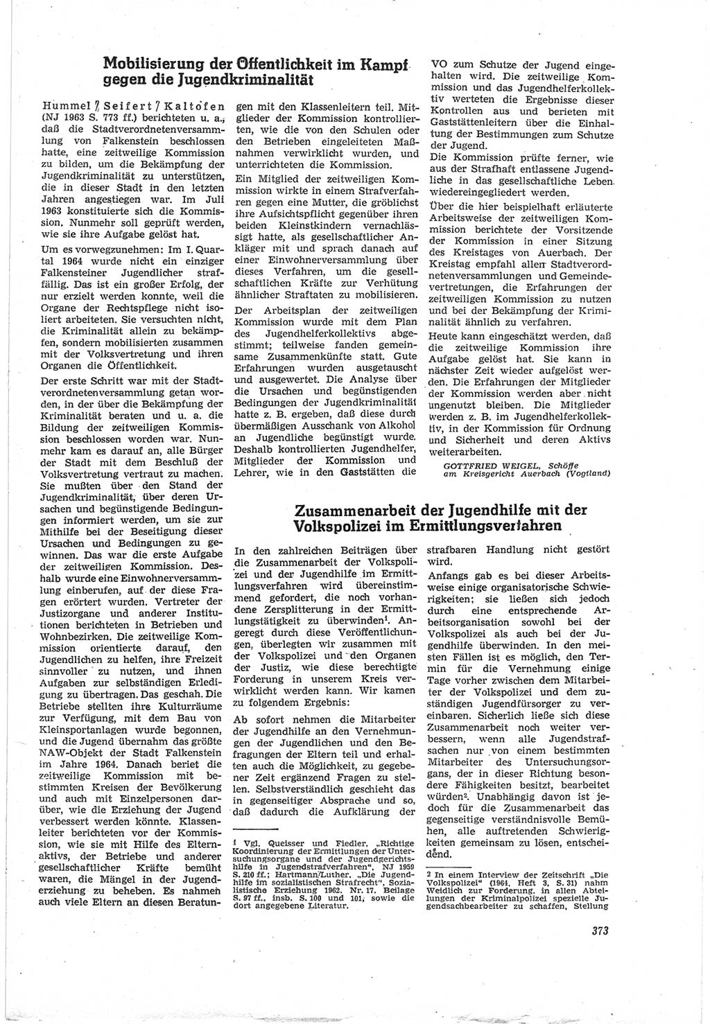 Neue Justiz (NJ), Zeitschrift für Recht und Rechtswissenschaft [Deutsche Demokratische Republik (DDR)], 18. Jahrgang 1964, Seite 373 (NJ DDR 1964, S. 373)