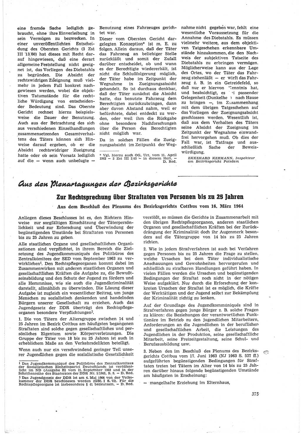 Neue Justiz (NJ), Zeitschrift für Recht und Rechtswissenschaft [Deutsche Demokratische Republik (DDR)], 18. Jahrgang 1964, Seite 375 (NJ DDR 1964, S. 375)