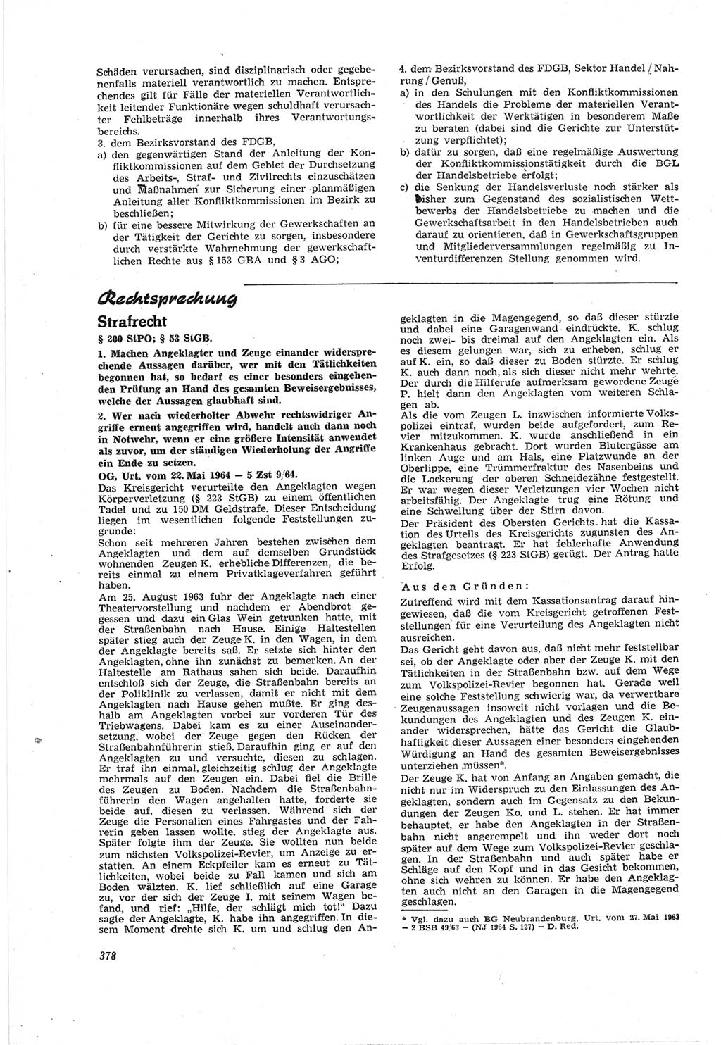 Neue Justiz (NJ), Zeitschrift für Recht und Rechtswissenschaft [Deutsche Demokratische Republik (DDR)], 18. Jahrgang 1964, Seite 378 (NJ DDR 1964, S. 378)