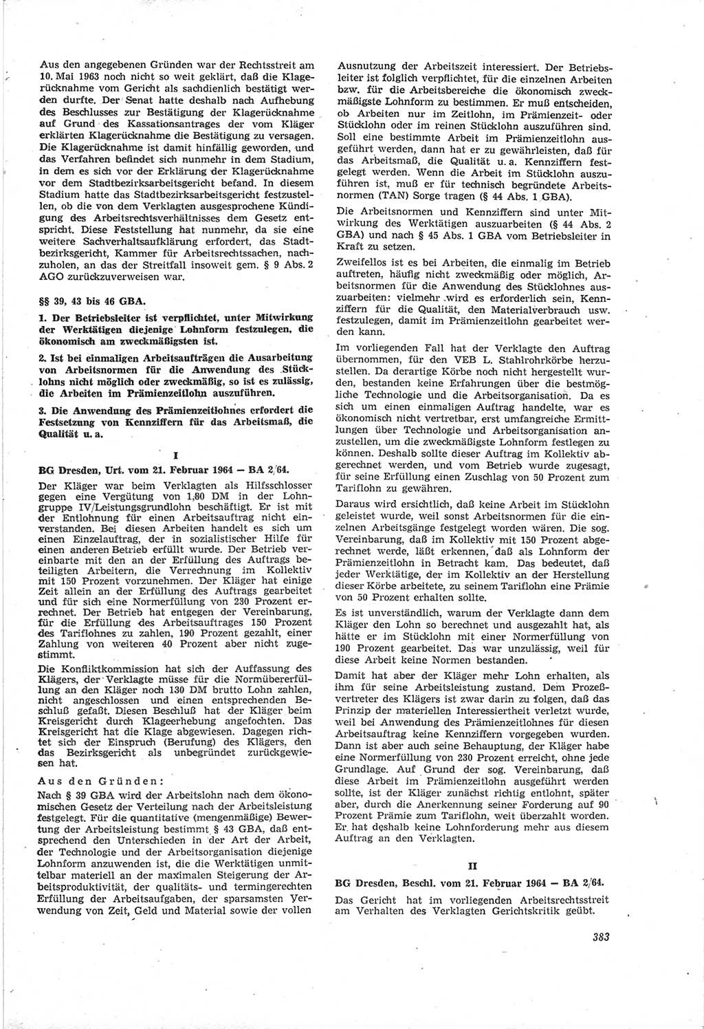 Neue Justiz (NJ), Zeitschrift für Recht und Rechtswissenschaft [Deutsche Demokratische Republik (DDR)], 18. Jahrgang 1964, Seite 383 (NJ DDR 1964, S. 383)
