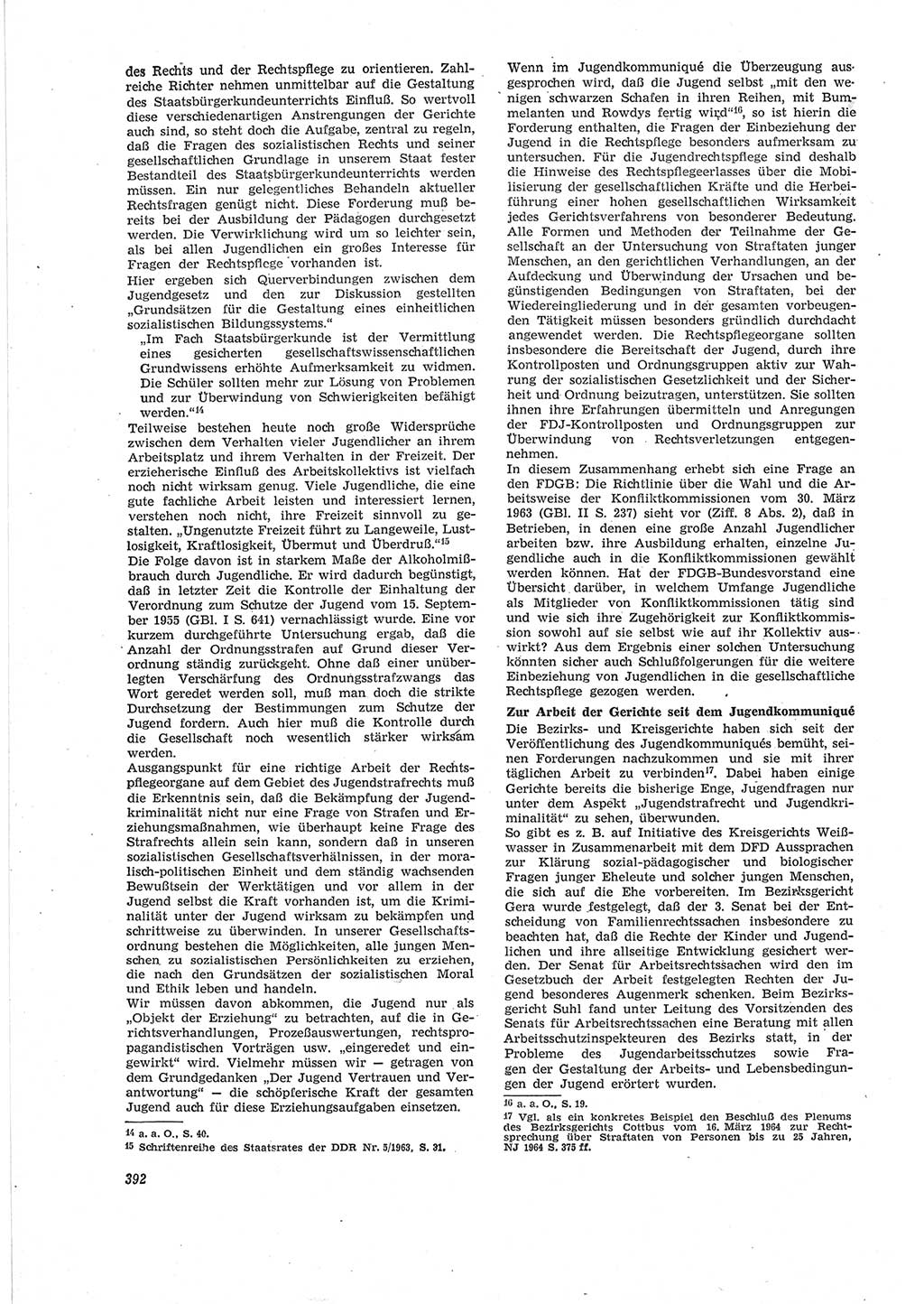 Neue Justiz (NJ), Zeitschrift für Recht und Rechtswissenschaft [Deutsche Demokratische Republik (DDR)], 18. Jahrgang 1964, Seite 392 (NJ DDR 1964, S. 392)