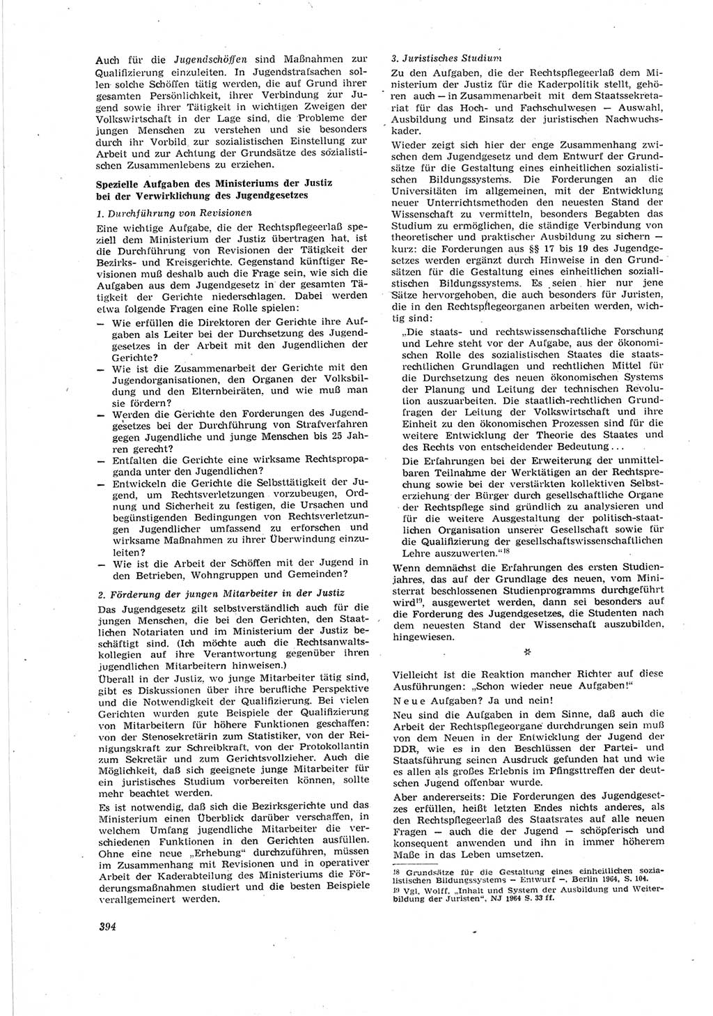 Neue Justiz (NJ), Zeitschrift für Recht und Rechtswissenschaft [Deutsche Demokratische Republik (DDR)], 18. Jahrgang 1964, Seite 394 (NJ DDR 1964, S. 394)