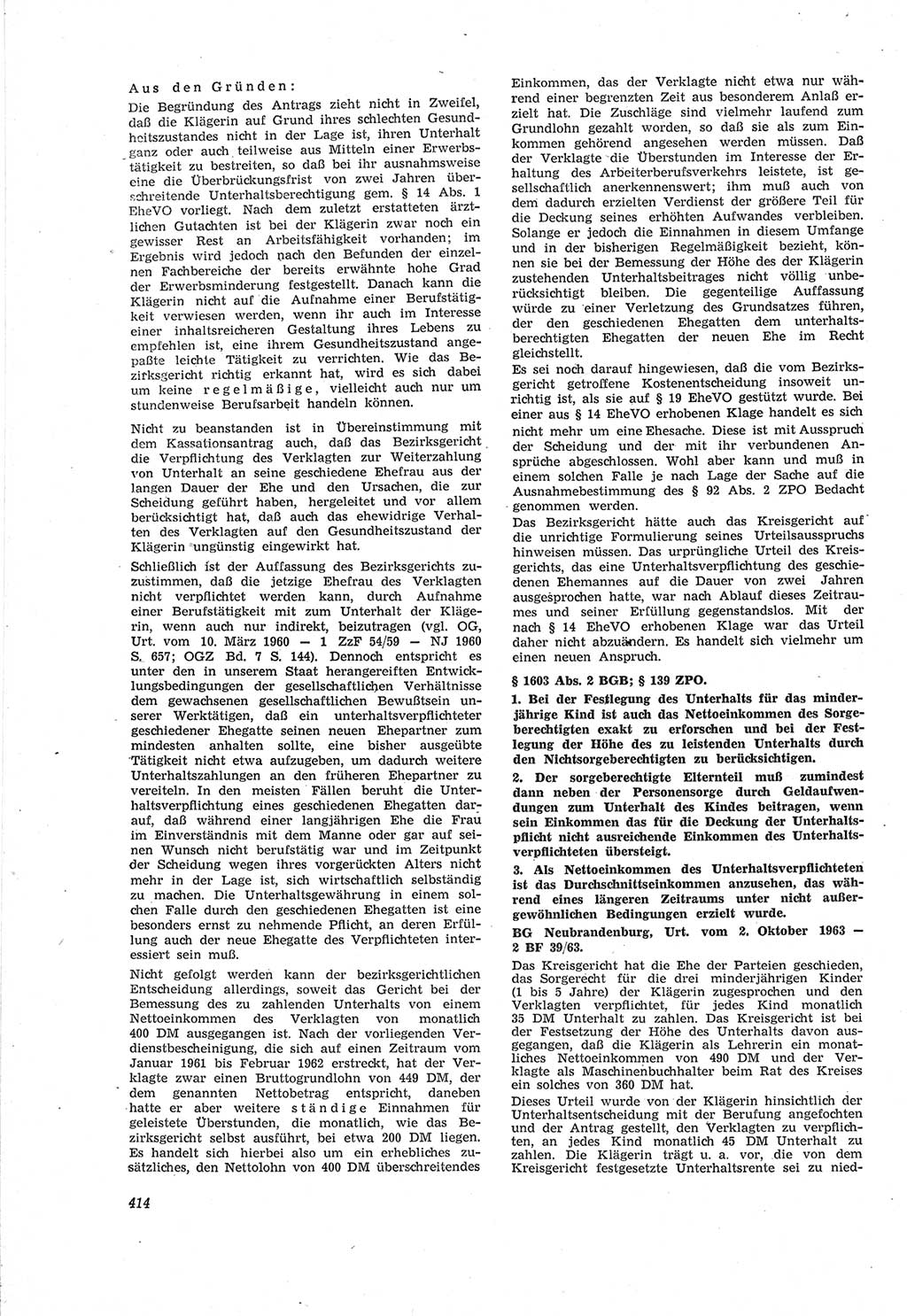 Neue Justiz (NJ), Zeitschrift für Recht und Rechtswissenschaft [Deutsche Demokratische Republik (DDR)], 18. Jahrgang 1964, Seite 414 (NJ DDR 1964, S. 414)