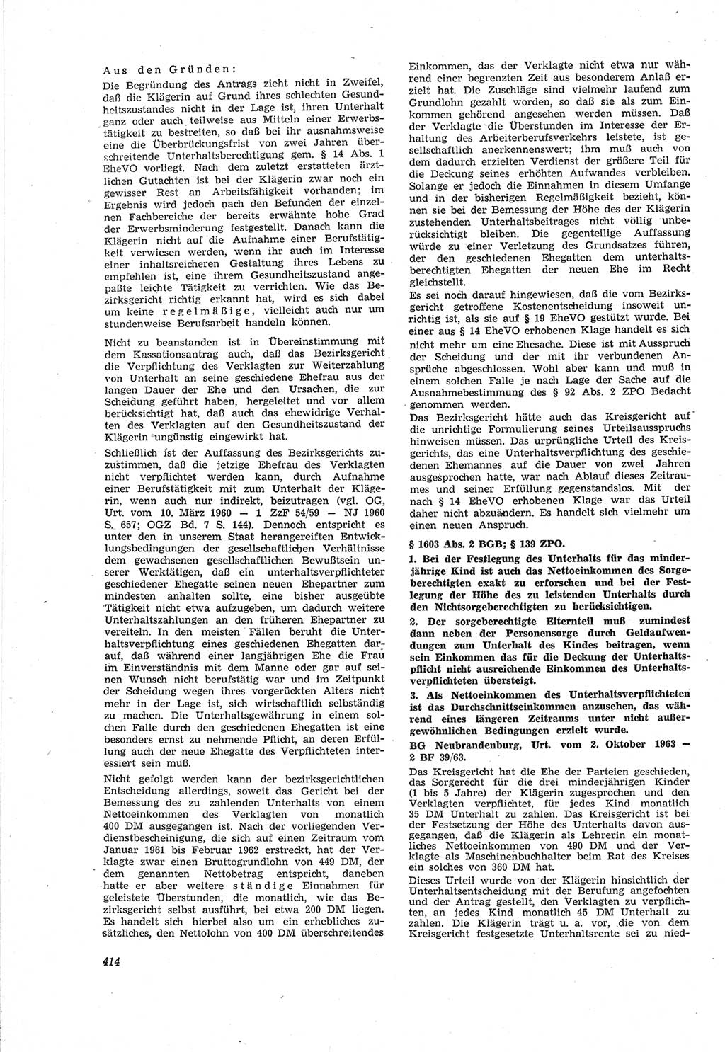 Neue Justiz (NJ), Zeitschrift für Recht und Rechtswissenschaft [Deutsche Demokratische Republik (DDR)], 18. Jahrgang 1964, Seite 414 (NJ DDR 1964, S. 414)