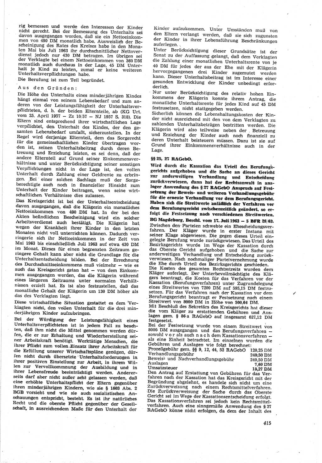 Neue Justiz (NJ), Zeitschrift für Recht und Rechtswissenschaft [Deutsche Demokratische Republik (DDR)], 18. Jahrgang 1964, Seite 415 (NJ DDR 1964, S. 415)