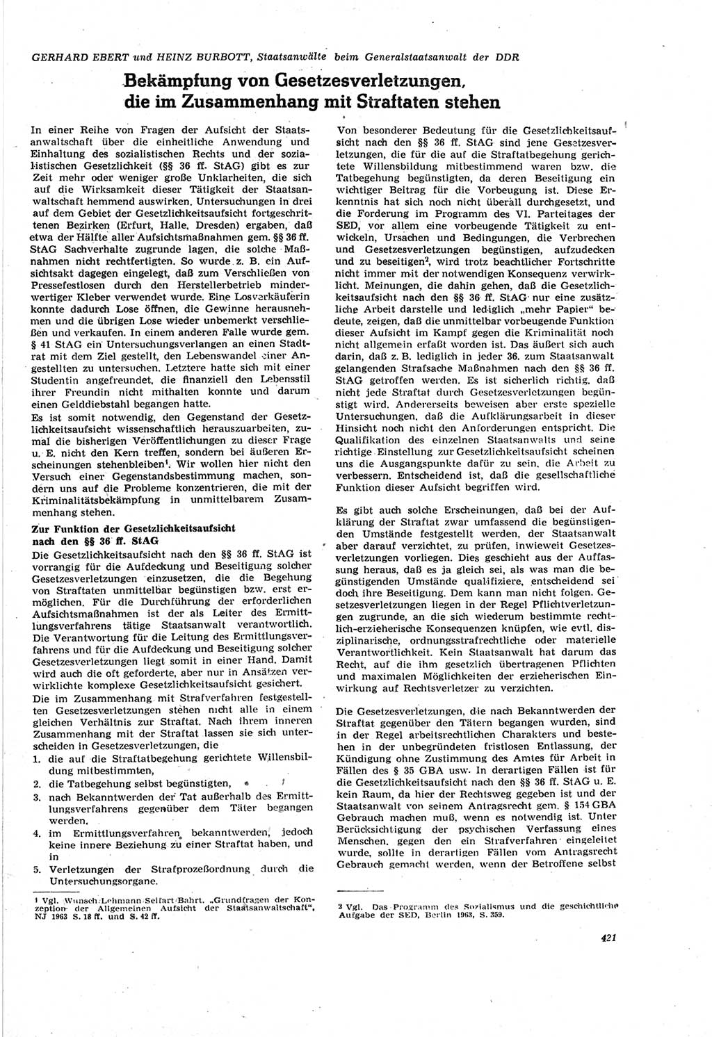 Neue Justiz (NJ), Zeitschrift für Recht und Rechtswissenschaft [Deutsche Demokratische Republik (DDR)], 18. Jahrgang 1964, Seite 421 (NJ DDR 1964, S. 421)