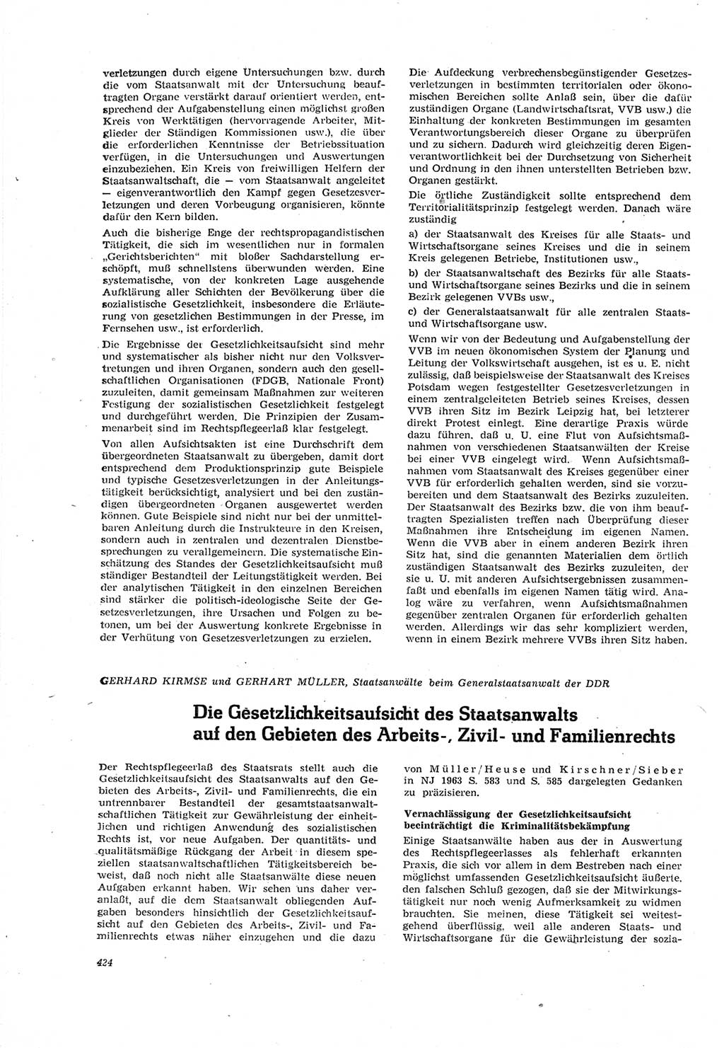 Neue Justiz (NJ), Zeitschrift für Recht und Rechtswissenschaft [Deutsche Demokratische Republik (DDR)], 18. Jahrgang 1964, Seite 424 (NJ DDR 1964, S. 424)