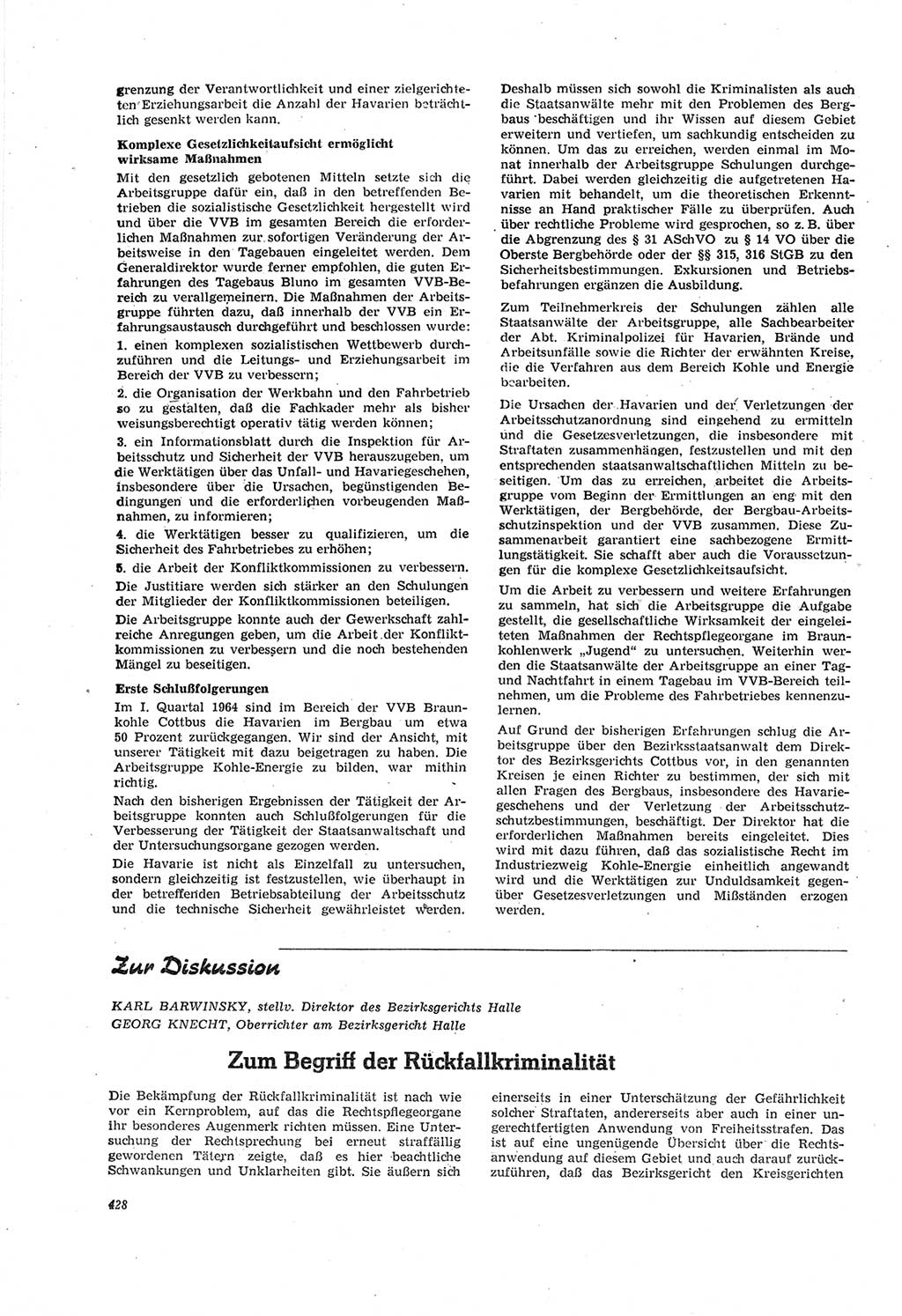 Neue Justiz (NJ), Zeitschrift für Recht und Rechtswissenschaft [Deutsche Demokratische Republik (DDR)], 18. Jahrgang 1964, Seite 428 (NJ DDR 1964, S. 428)