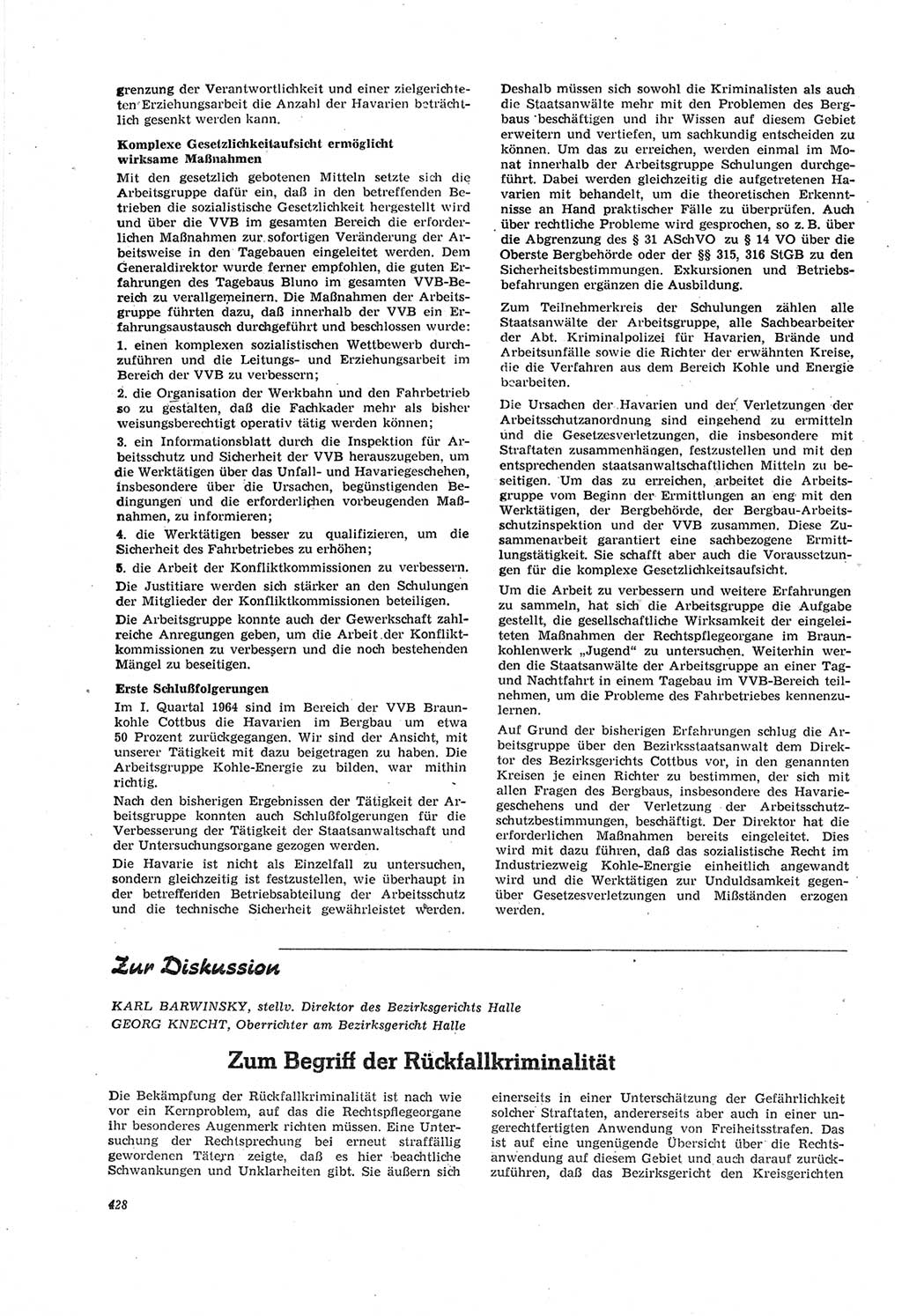 Neue Justiz (NJ), Zeitschrift für Recht und Rechtswissenschaft [Deutsche Demokratische Republik (DDR)], 18. Jahrgang 1964, Seite 428 (NJ DDR 1964, S. 428)