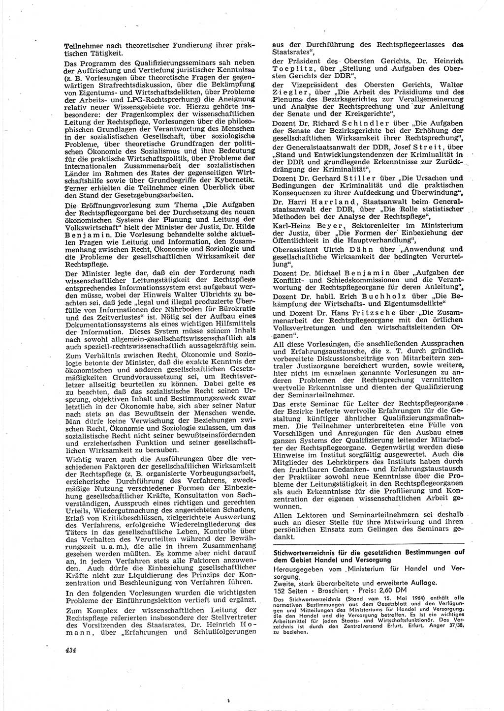 Neue Justiz (NJ), Zeitschrift für Recht und Rechtswissenschaft [Deutsche Demokratische Republik (DDR)], 18. Jahrgang 1964, Seite 434 (NJ DDR 1964, S. 434)