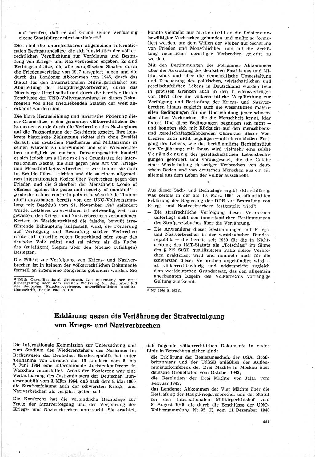 Neue Justiz (NJ), Zeitschrift für Recht und Rechtswissenschaft [Deutsche Demokratische Republik (DDR)], 18. Jahrgang 1964, Seite 441 (NJ DDR 1964, S. 441)