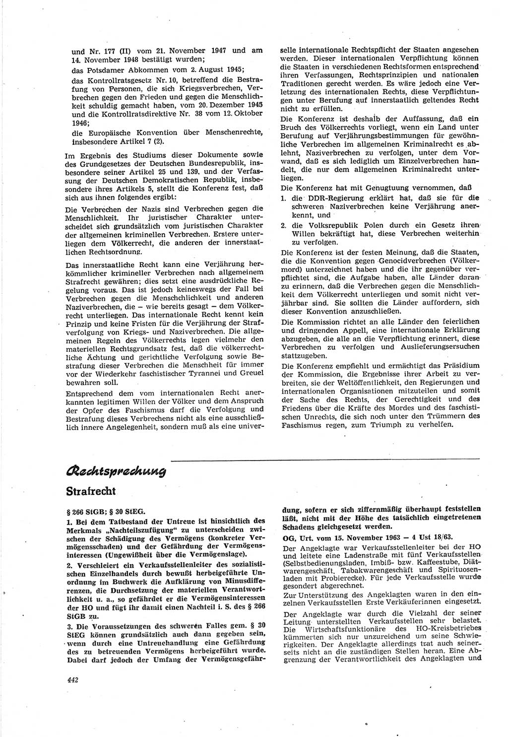 Neue Justiz (NJ), Zeitschrift für Recht und Rechtswissenschaft [Deutsche Demokratische Republik (DDR)], 18. Jahrgang 1964, Seite 442 (NJ DDR 1964, S. 442)