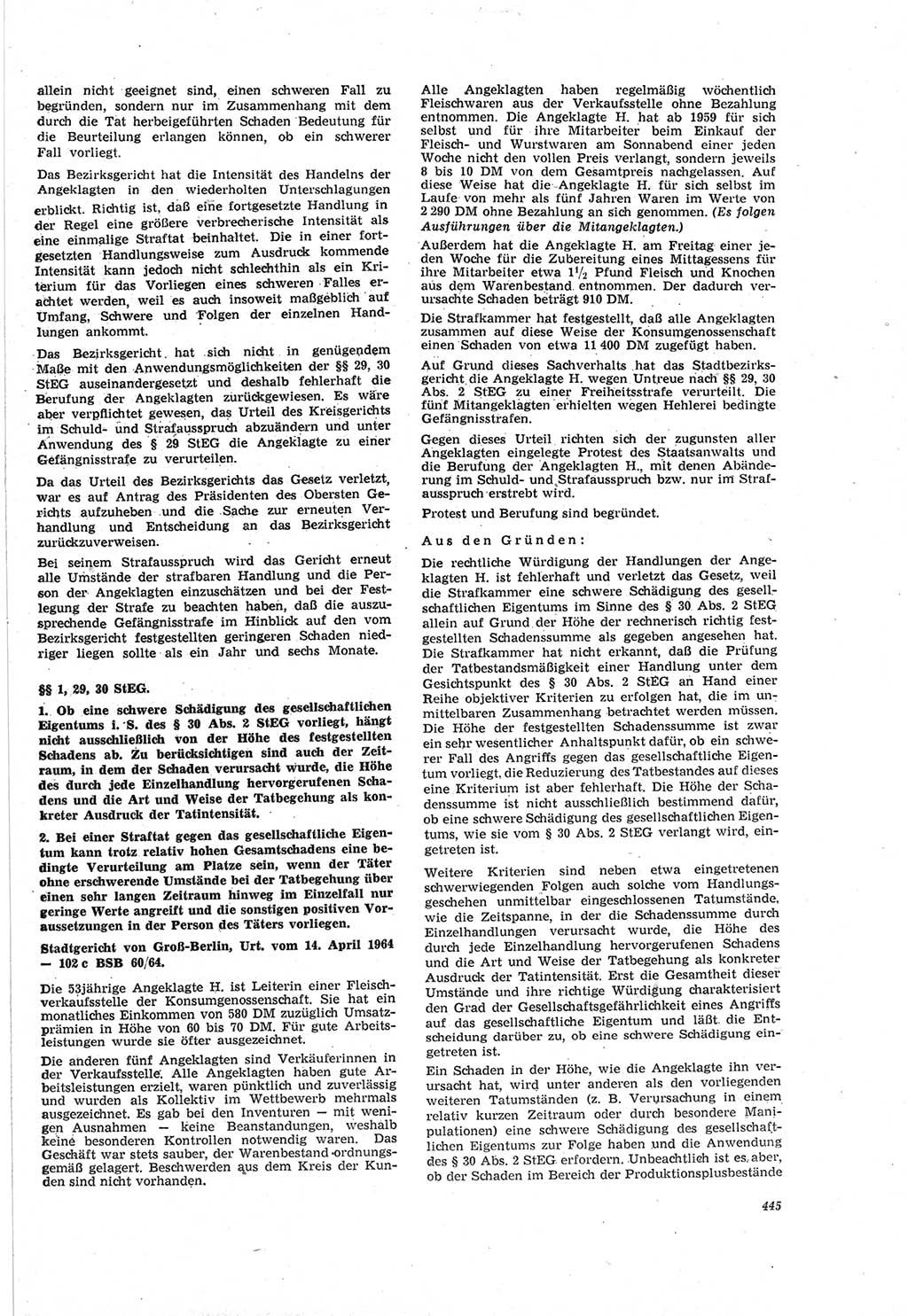 Neue Justiz (NJ), Zeitschrift für Recht und Rechtswissenschaft [Deutsche Demokratische Republik (DDR)], 18. Jahrgang 1964, Seite 445 (NJ DDR 1964, S. 445)
