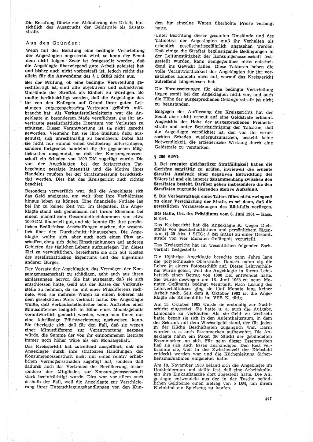Neue Justiz (NJ), Zeitschrift für Recht und Rechtswissenschaft [Deutsche Demokratische Republik (DDR)], 18. Jahrgang 1964, Seite 447 (NJ DDR 1964, S. 447)