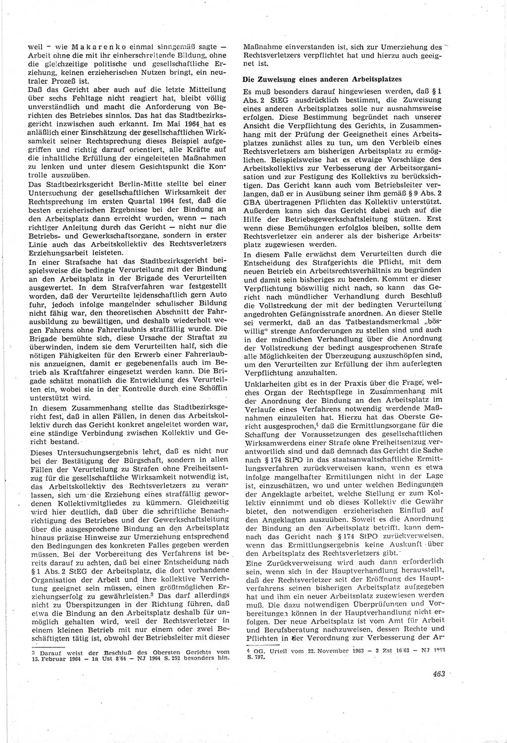 Neue Justiz (NJ), Zeitschrift für Recht und Rechtswissenschaft [Deutsche Demokratische Republik (DDR)], 18. Jahrgang 1964, Seite 463 (NJ DDR 1964, S. 463)