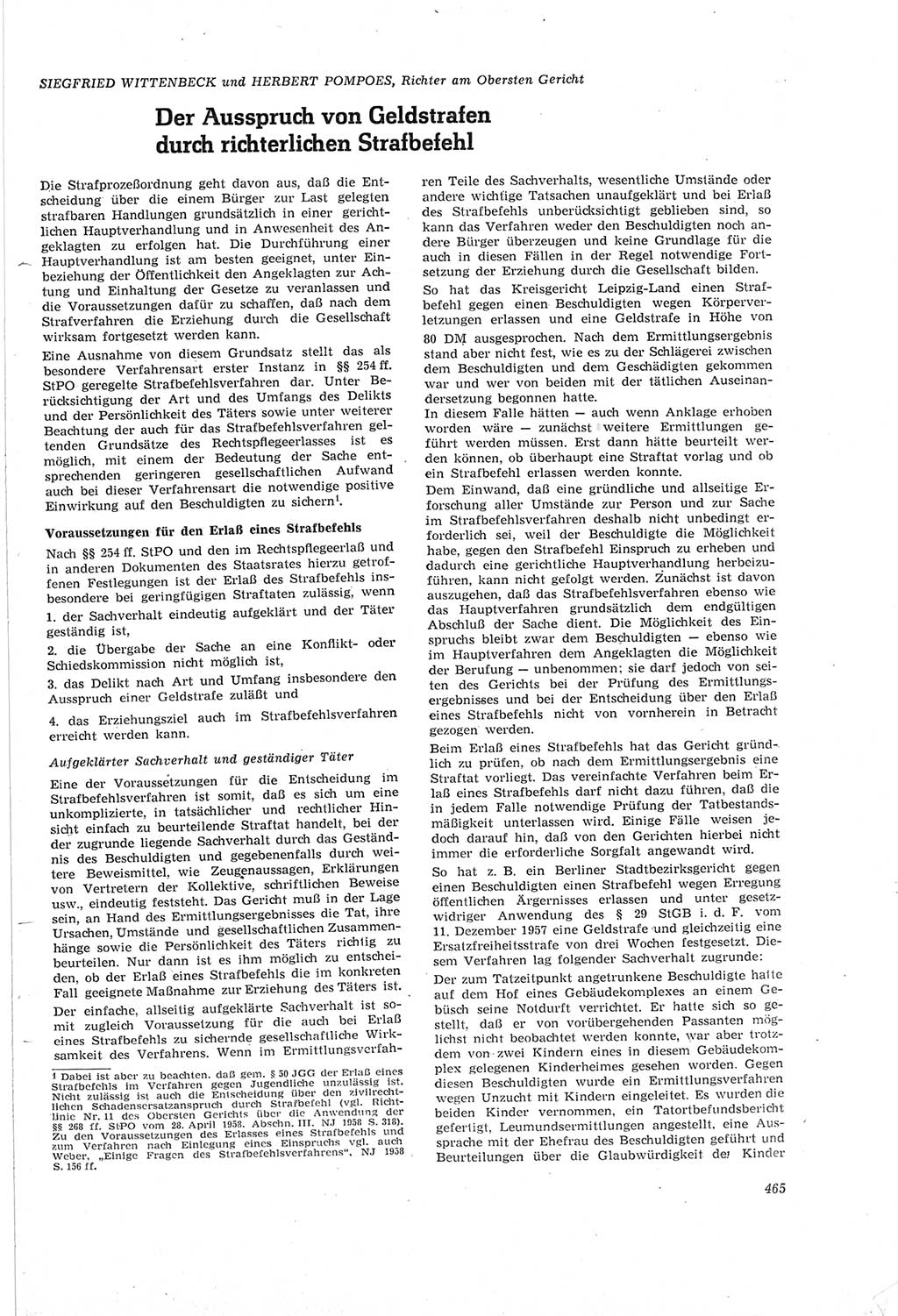 Neue Justiz (NJ), Zeitschrift für Recht und Rechtswissenschaft [Deutsche Demokratische Republik (DDR)], 18. Jahrgang 1964, Seite 465 (NJ DDR 1964, S. 465)
