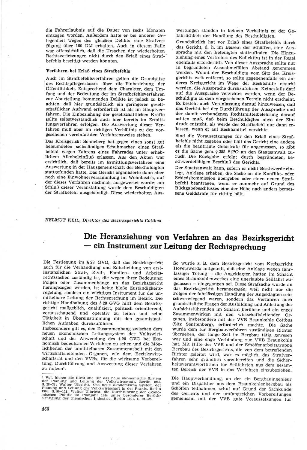 Neue Justiz (NJ), Zeitschrift für Recht und Rechtswissenschaft [Deutsche Demokratische Republik (DDR)], 18. Jahrgang 1964, Seite 468 (NJ DDR 1964, S. 468)