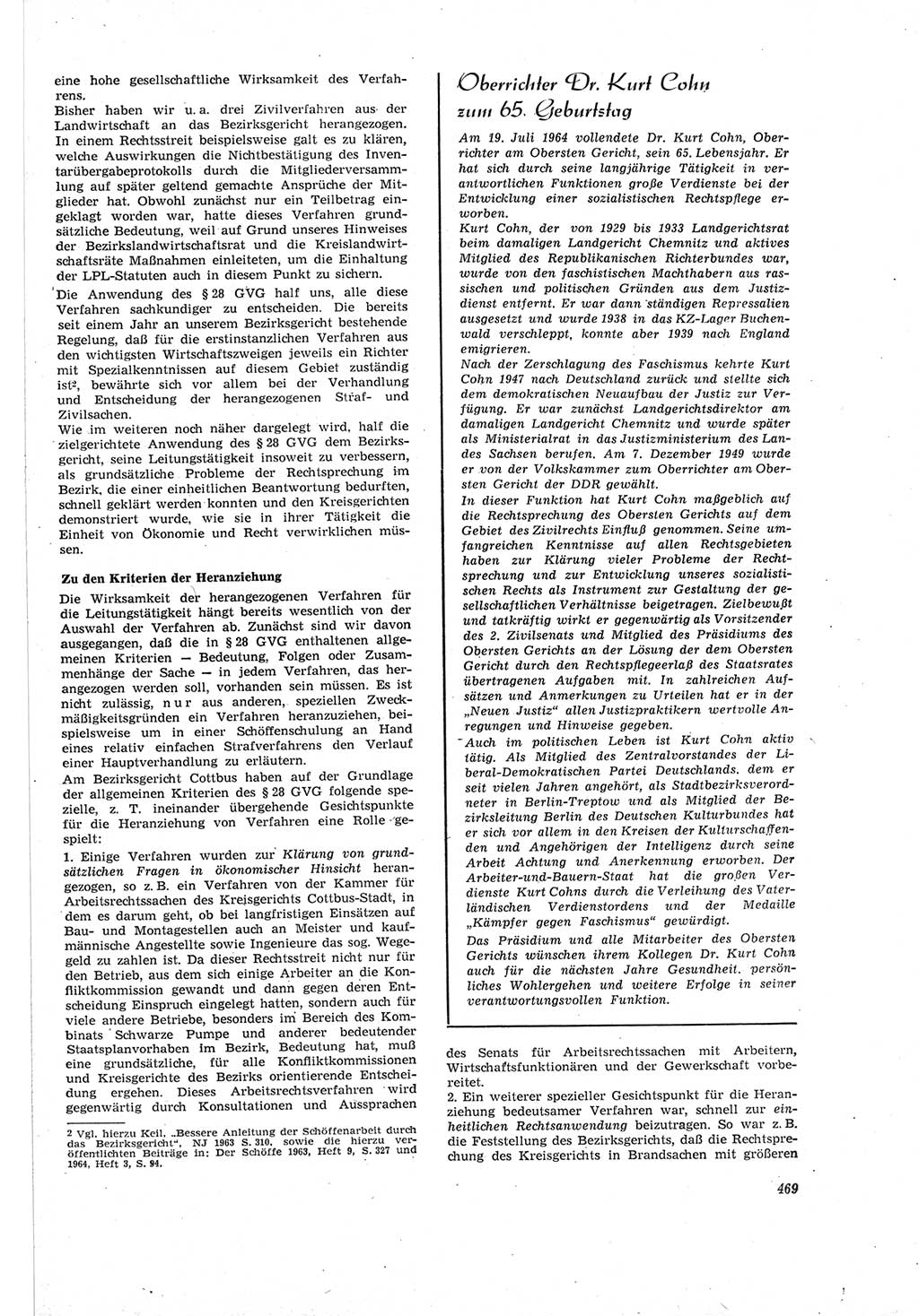 Neue Justiz (NJ), Zeitschrift für Recht und Rechtswissenschaft [Deutsche Demokratische Republik (DDR)], 18. Jahrgang 1964, Seite 469 (NJ DDR 1964, S. 469)