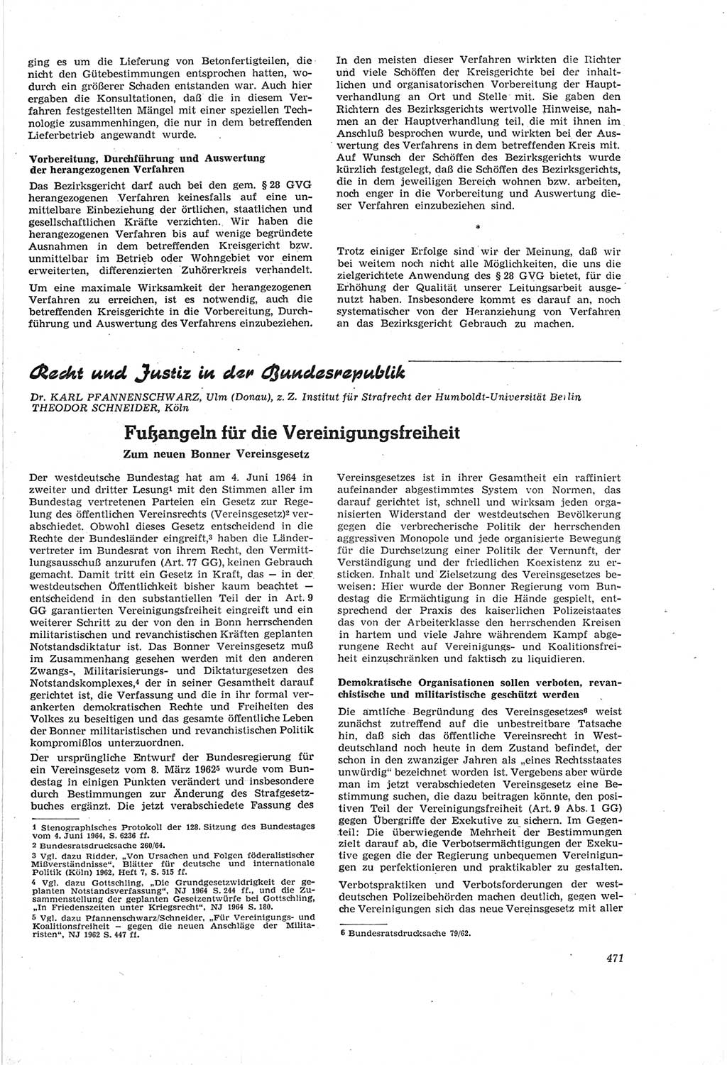 Neue Justiz (NJ), Zeitschrift für Recht und Rechtswissenschaft [Deutsche Demokratische Republik (DDR)], 18. Jahrgang 1964, Seite 471 (NJ DDR 1964, S. 471)