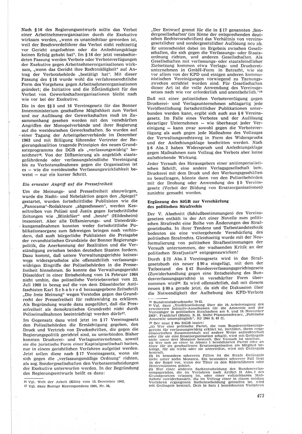 Neue Justiz (NJ), Zeitschrift für Recht und Rechtswissenschaft [Deutsche Demokratische Republik (DDR)], 18. Jahrgang 1964, Seite 473 (NJ DDR 1964, S. 473)