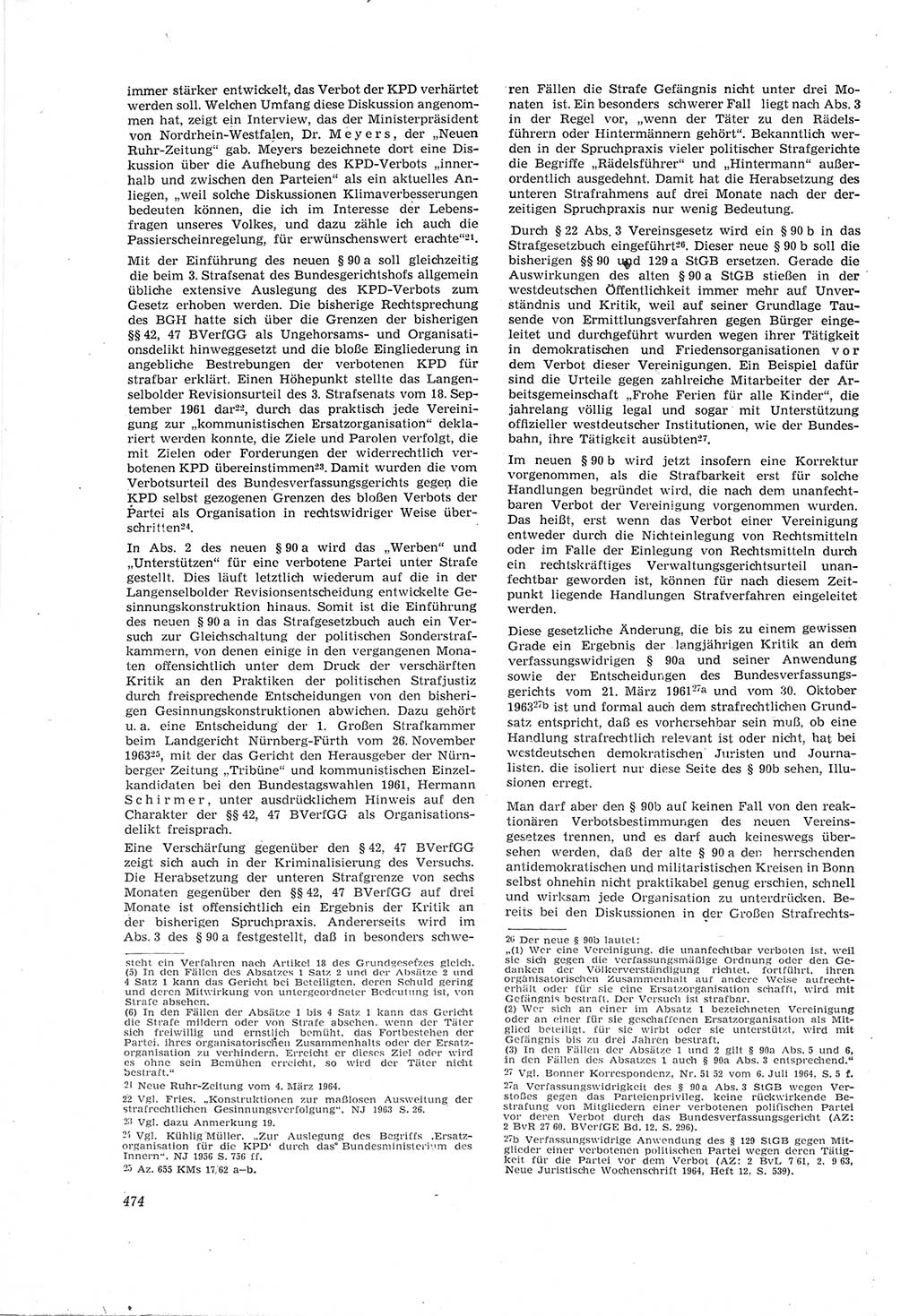 Neue Justiz (NJ), Zeitschrift für Recht und Rechtswissenschaft [Deutsche Demokratische Republik (DDR)], 18. Jahrgang 1964, Seite 474 (NJ DDR 1964, S. 474)
