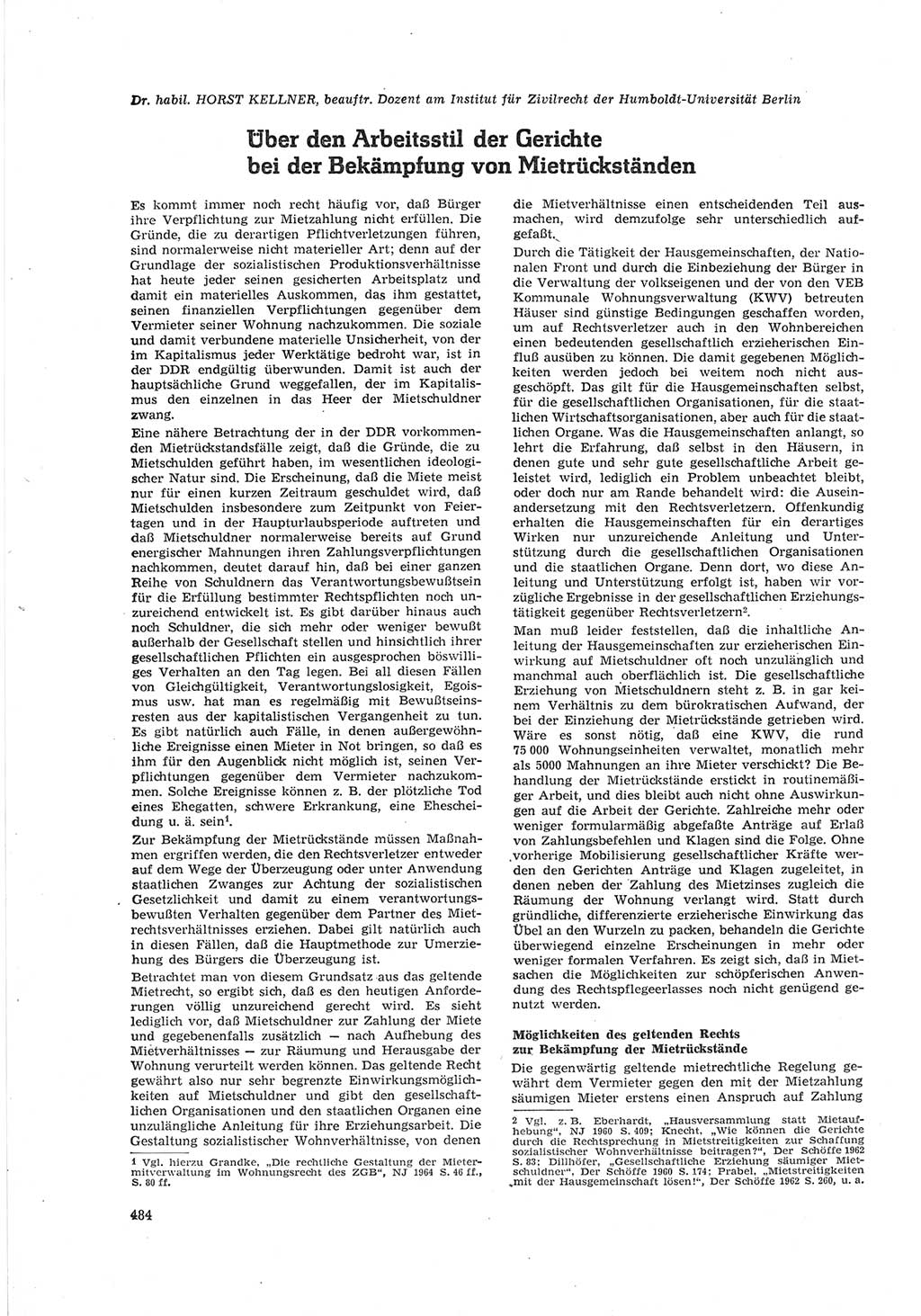 Neue Justiz (NJ), Zeitschrift für Recht und Rechtswissenschaft [Deutsche Demokratische Republik (DDR)], 18. Jahrgang 1964, Seite 484 (NJ DDR 1964, S. 484)