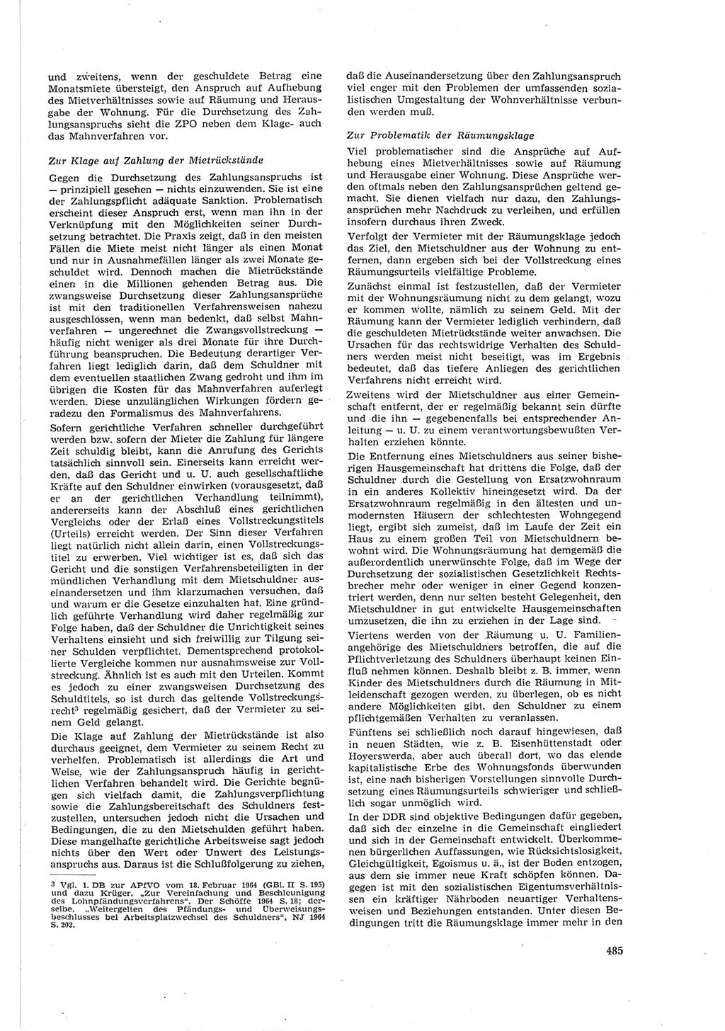 Neue Justiz (NJ), Zeitschrift für Recht und Rechtswissenschaft [Deutsche Demokratische Republik (DDR)], 18. Jahrgang 1964, Seite 485 (NJ DDR 1964, S. 485)