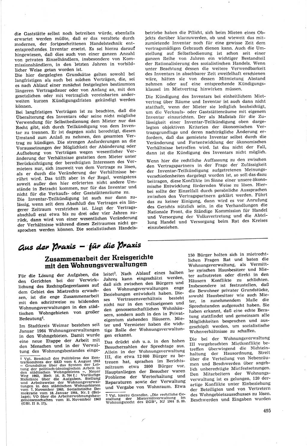 Neue Justiz (NJ), Zeitschrift für Recht und Rechtswissenschaft [Deutsche Demokratische Republik (DDR)], 18. Jahrgang 1964, Seite 495 (NJ DDR 1964, S. 495)