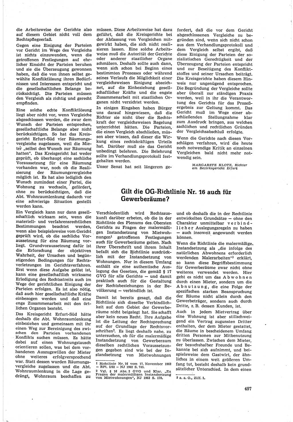 Neue Justiz (NJ), Zeitschrift für Recht und Rechtswissenschaft [Deutsche Demokratische Republik (DDR)], 18. Jahrgang 1964, Seite 497 (NJ DDR 1964, S. 497)