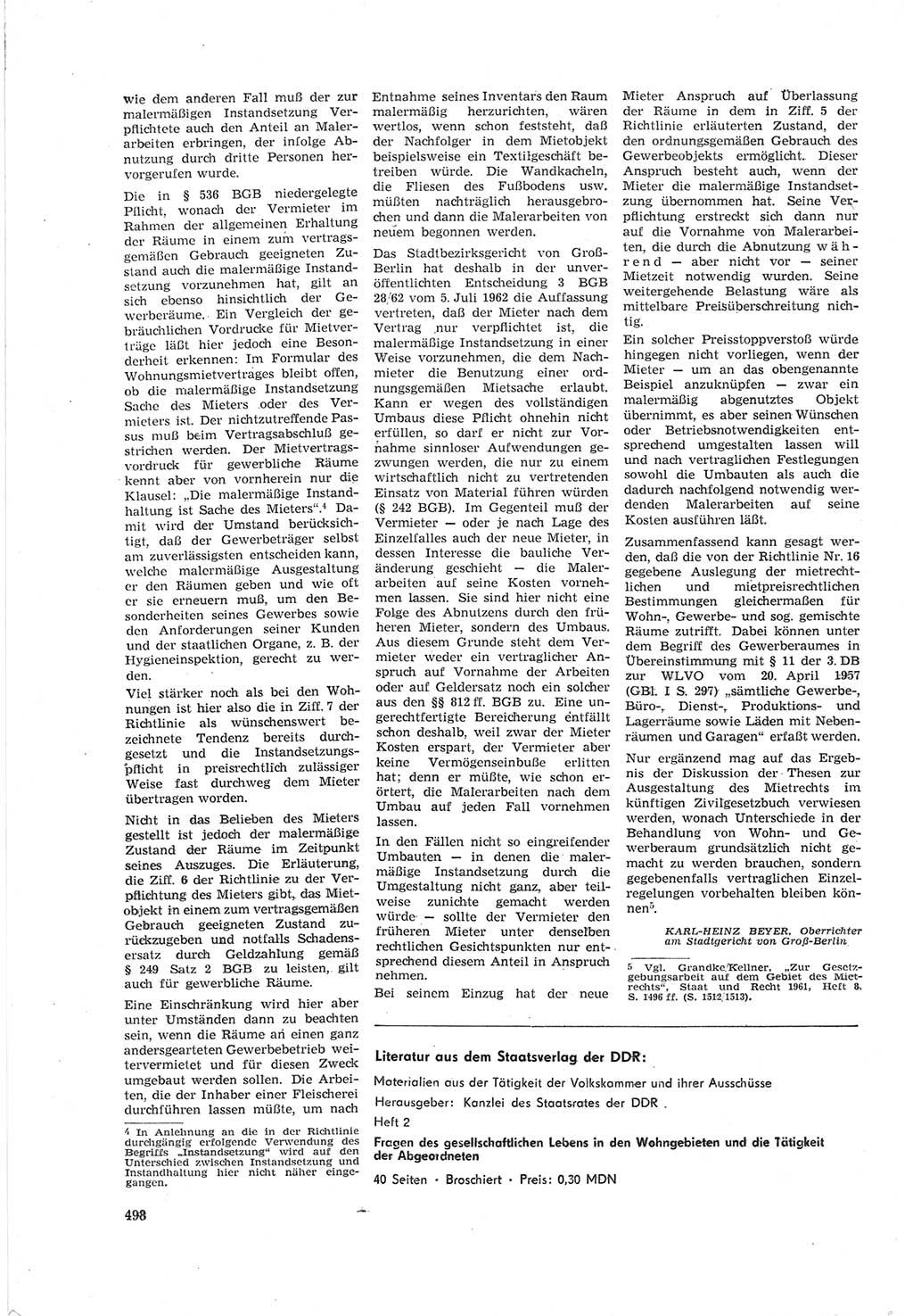 Neue Justiz (NJ), Zeitschrift für Recht und Rechtswissenschaft [Deutsche Demokratische Republik (DDR)], 18. Jahrgang 1964, Seite 498 (NJ DDR 1964, S. 498)