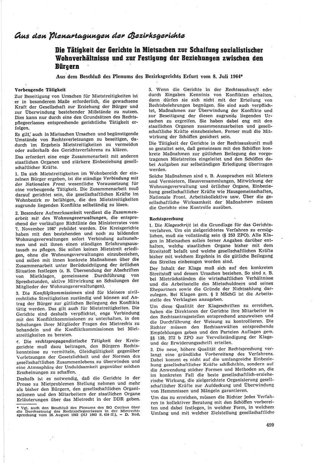 Neue Justiz (NJ), Zeitschrift für Recht und Rechtswissenschaft [Deutsche Demokratische Republik (DDR)], 18. Jahrgang 1964, Seite 499 (NJ DDR 1964, S. 499)