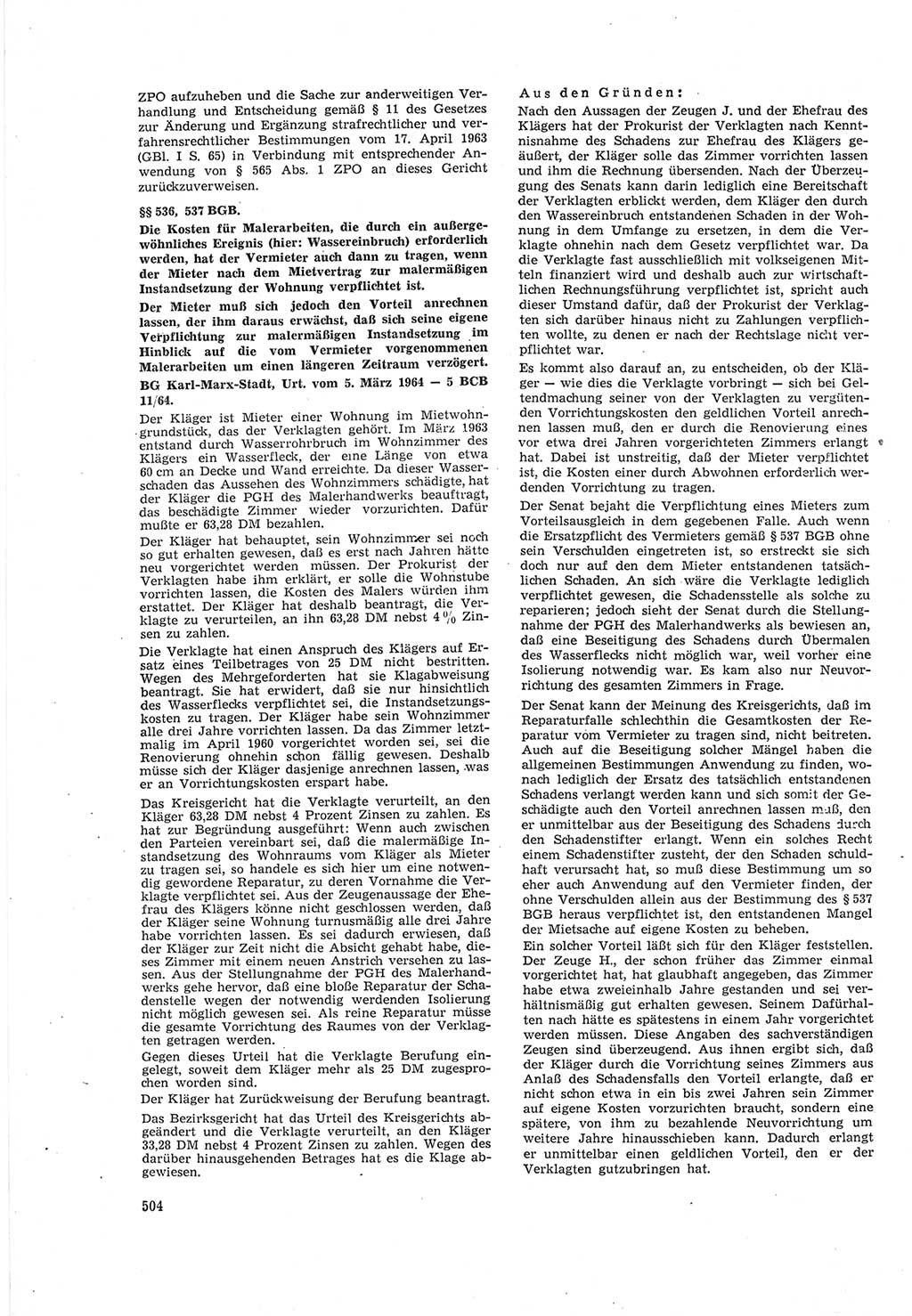 Neue Justiz (NJ), Zeitschrift für Recht und Rechtswissenschaft [Deutsche Demokratische Republik (DDR)], 18. Jahrgang 1964, Seite 504 (NJ DDR 1964, S. 504)