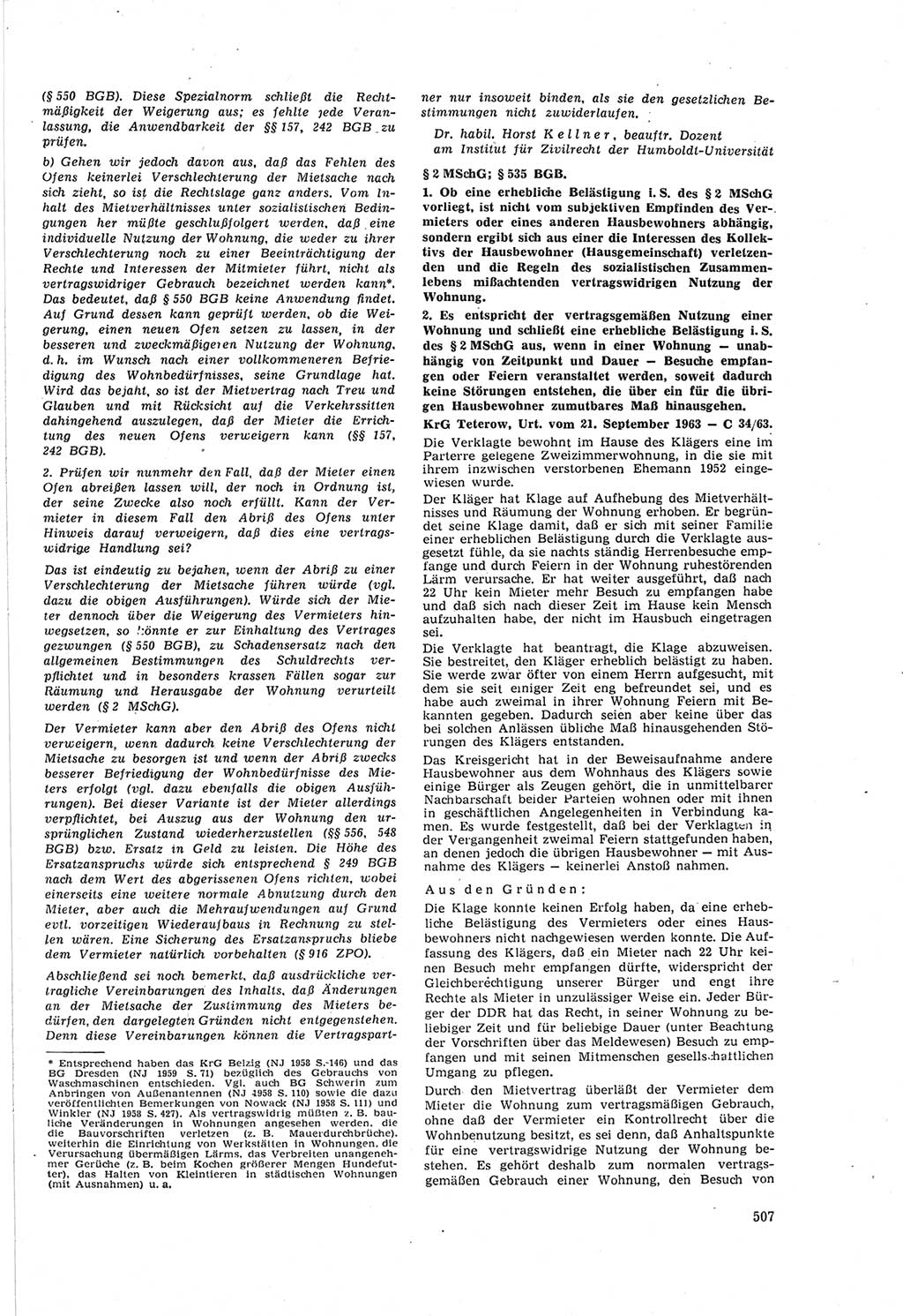 Neue Justiz (NJ), Zeitschrift für Recht und Rechtswissenschaft [Deutsche Demokratische Republik (DDR)], 18. Jahrgang 1964, Seite 507 (NJ DDR 1964, S. 507)